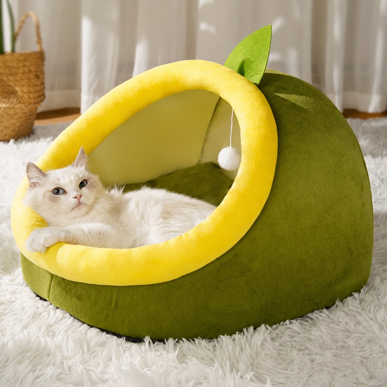 Avocado Pet House | All-Season Plush Bed | Anti-Slip for Small Dogs & Cats