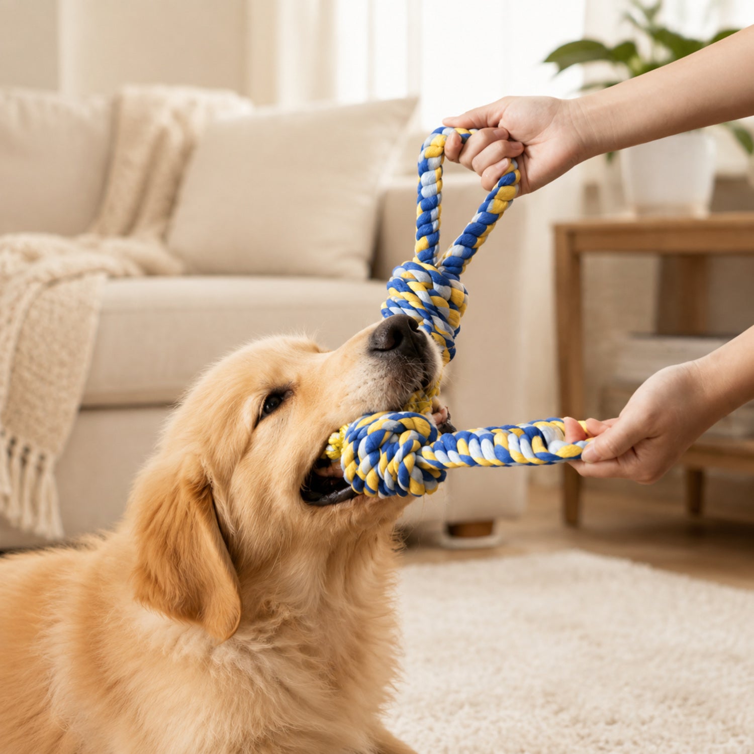Knotted Tug Rope Dog Toy | Woven Rope | Interactive Chew Play