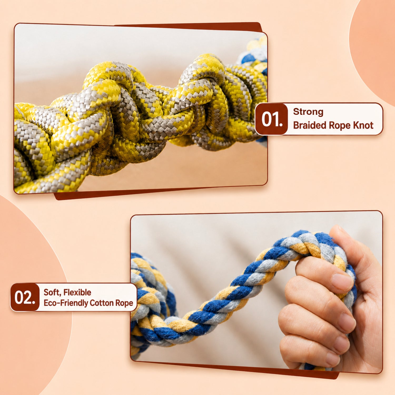 Knotted Tug Rope Dog Toy | Woven Rope | Interactive Chew Play