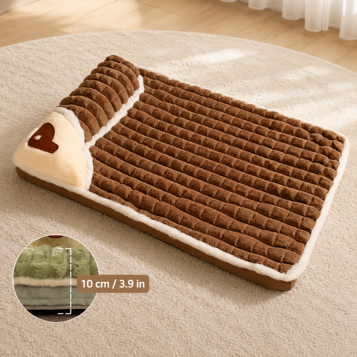 All-Season Bolster Pet Mat | Thick Foam Bed | Washable Cover for Dogs & Cats
