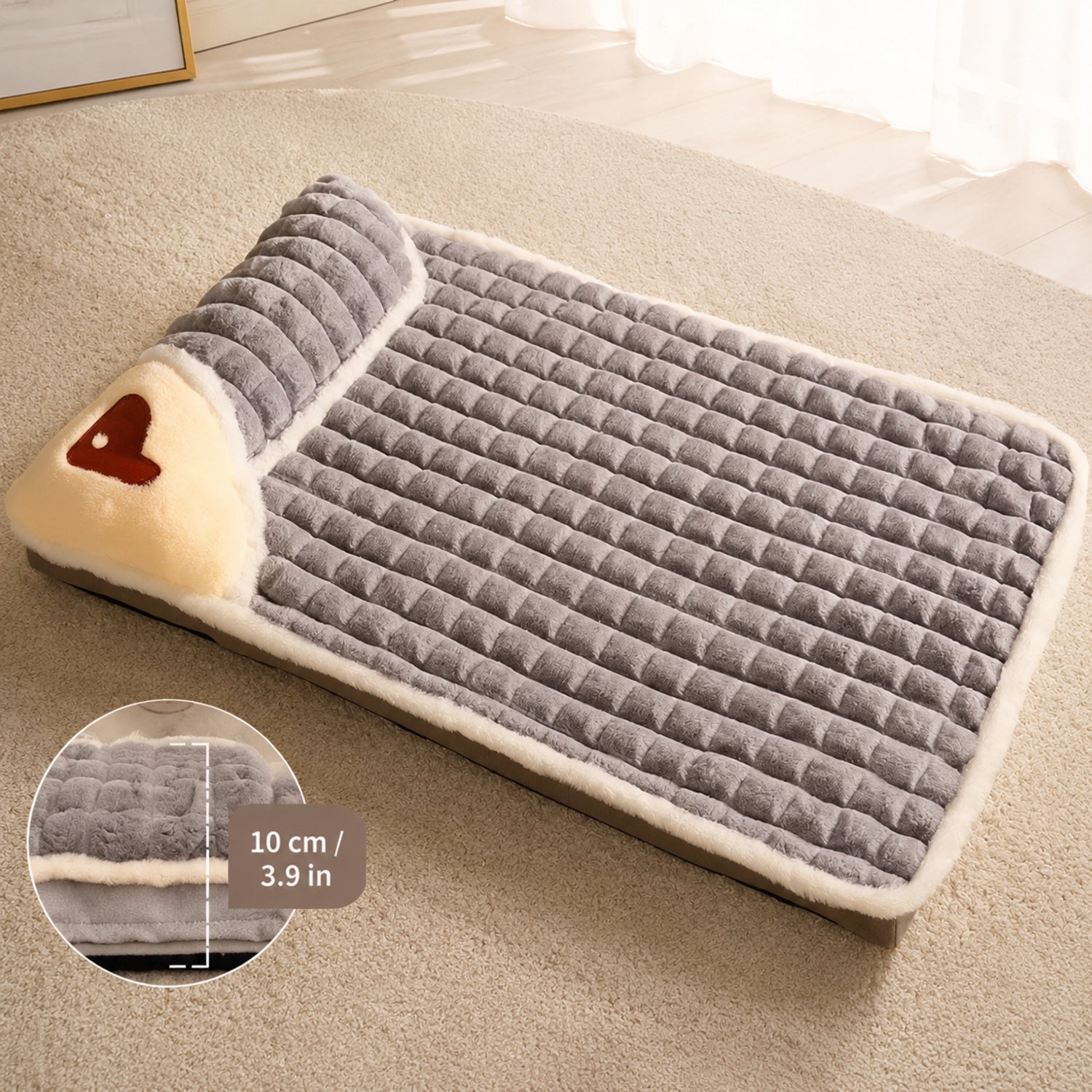 All-Season Bolster Pet Mat | Thick Foam Bed | Washable Cover for Dogs & Cats