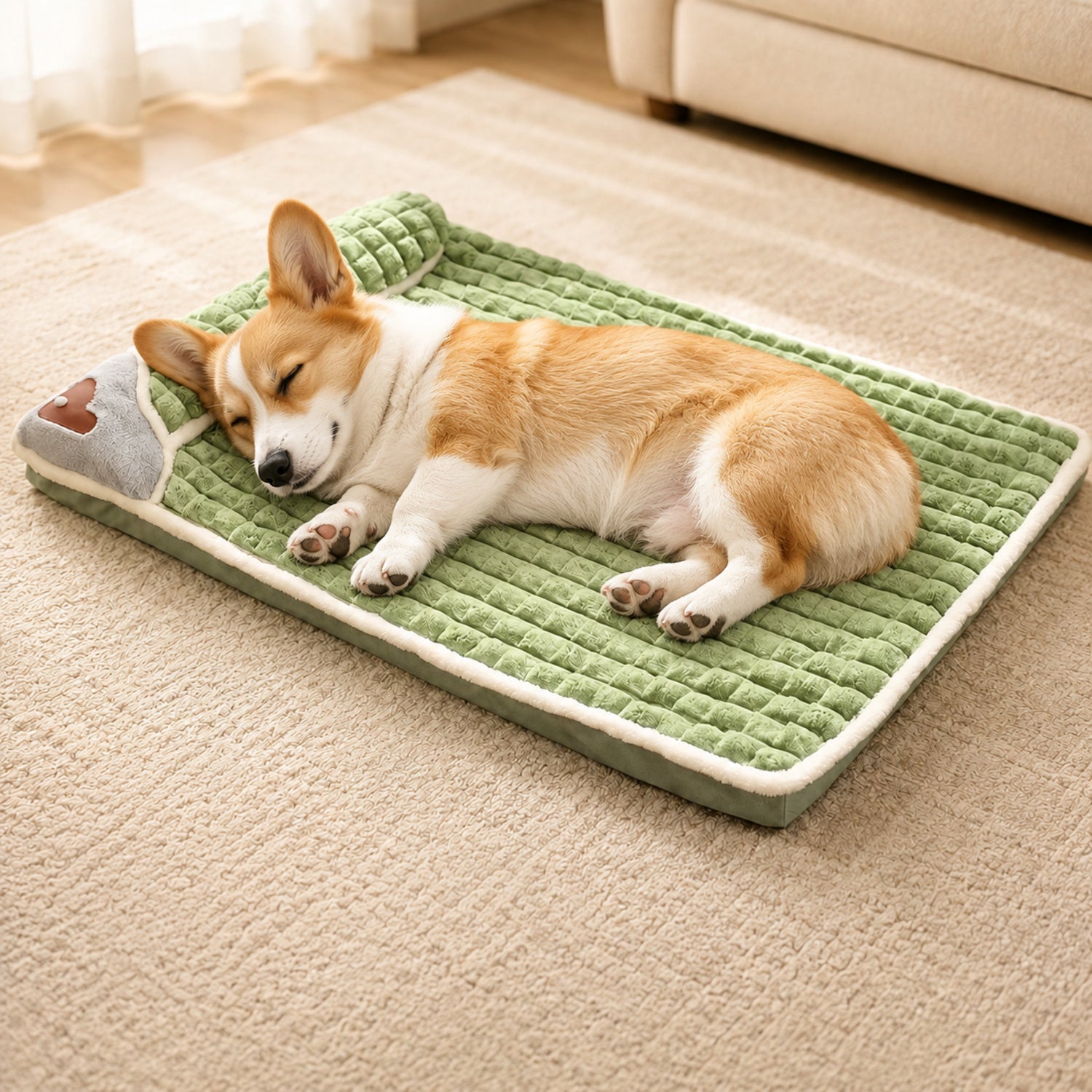 All-Season Bolster Pet Mat | Thick Foam Bed | Washable Cover for Dogs & Cats