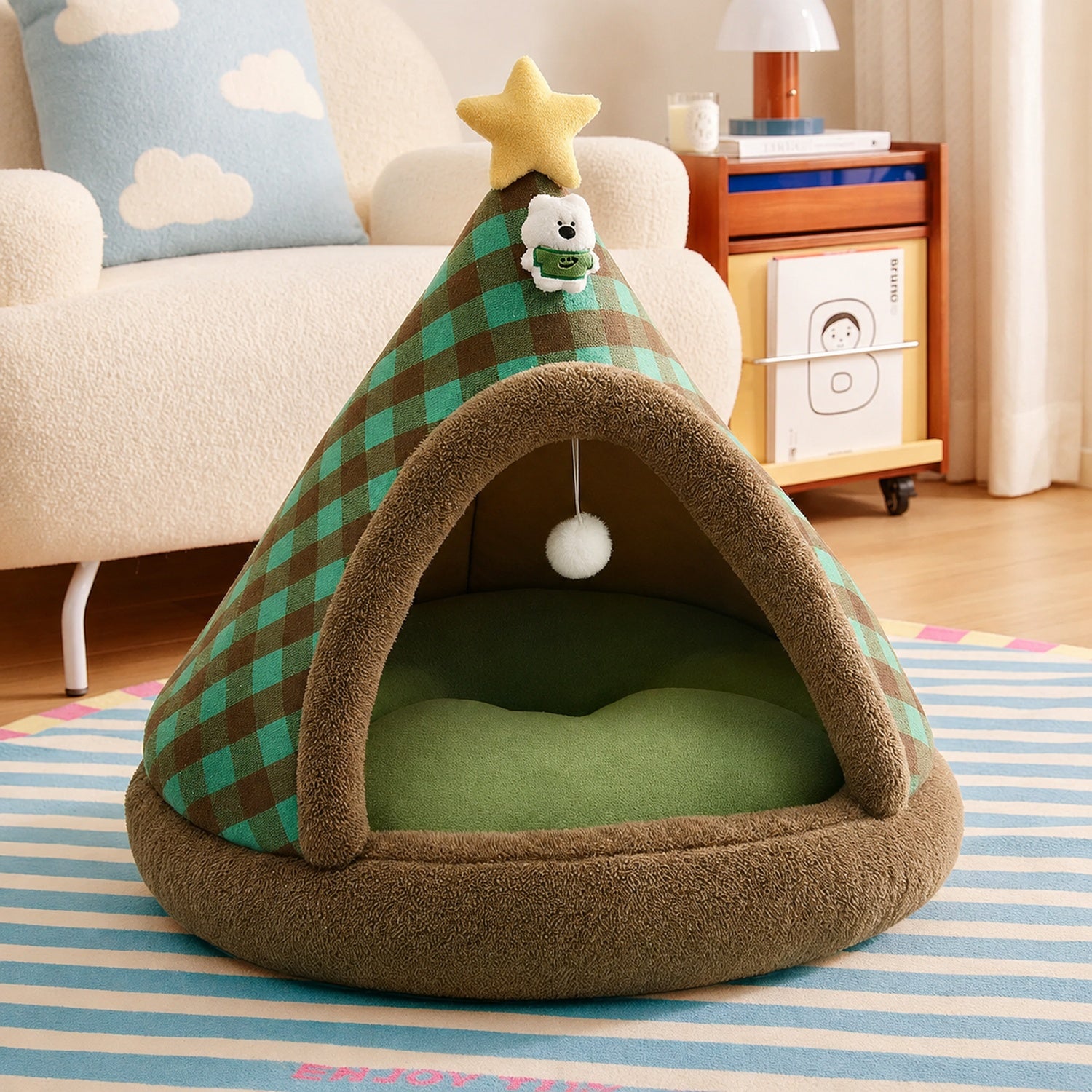 Teepee Pet Bed | Enclosed Tent | Warm Washable | Hideaway for Cats & Small Dogs