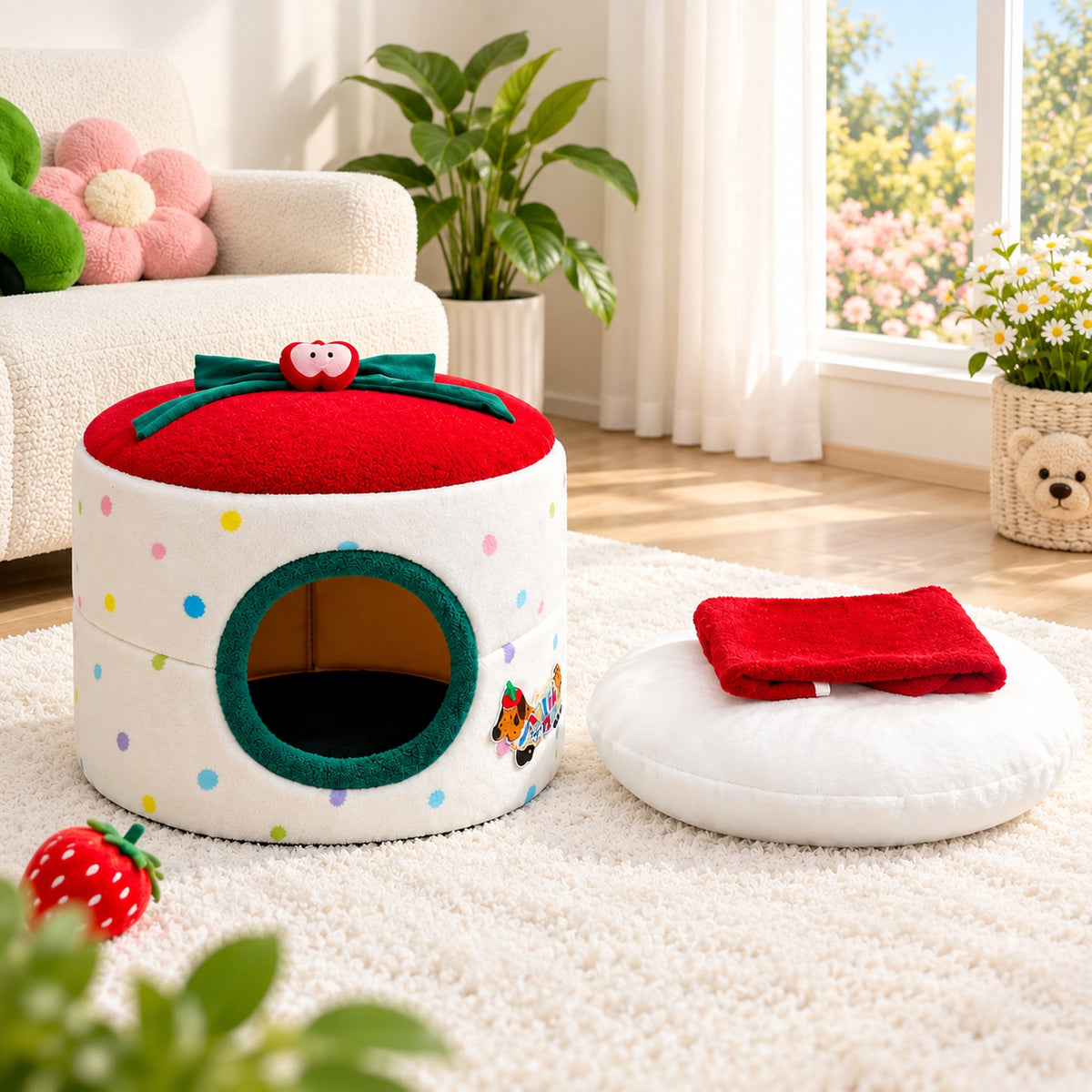 Dog Bed & Cat Bed | Fruit-Shaped Cave with Soft Padded Interior