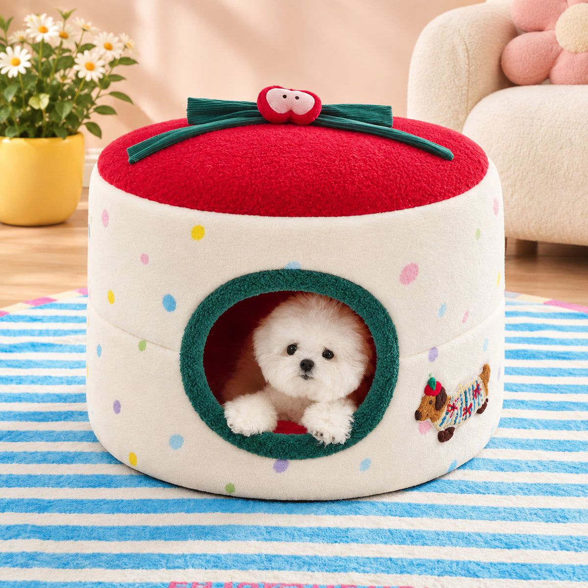 Dog Bed & Cat Bed | Fruit-Shaped Cave with Soft Padded Interior