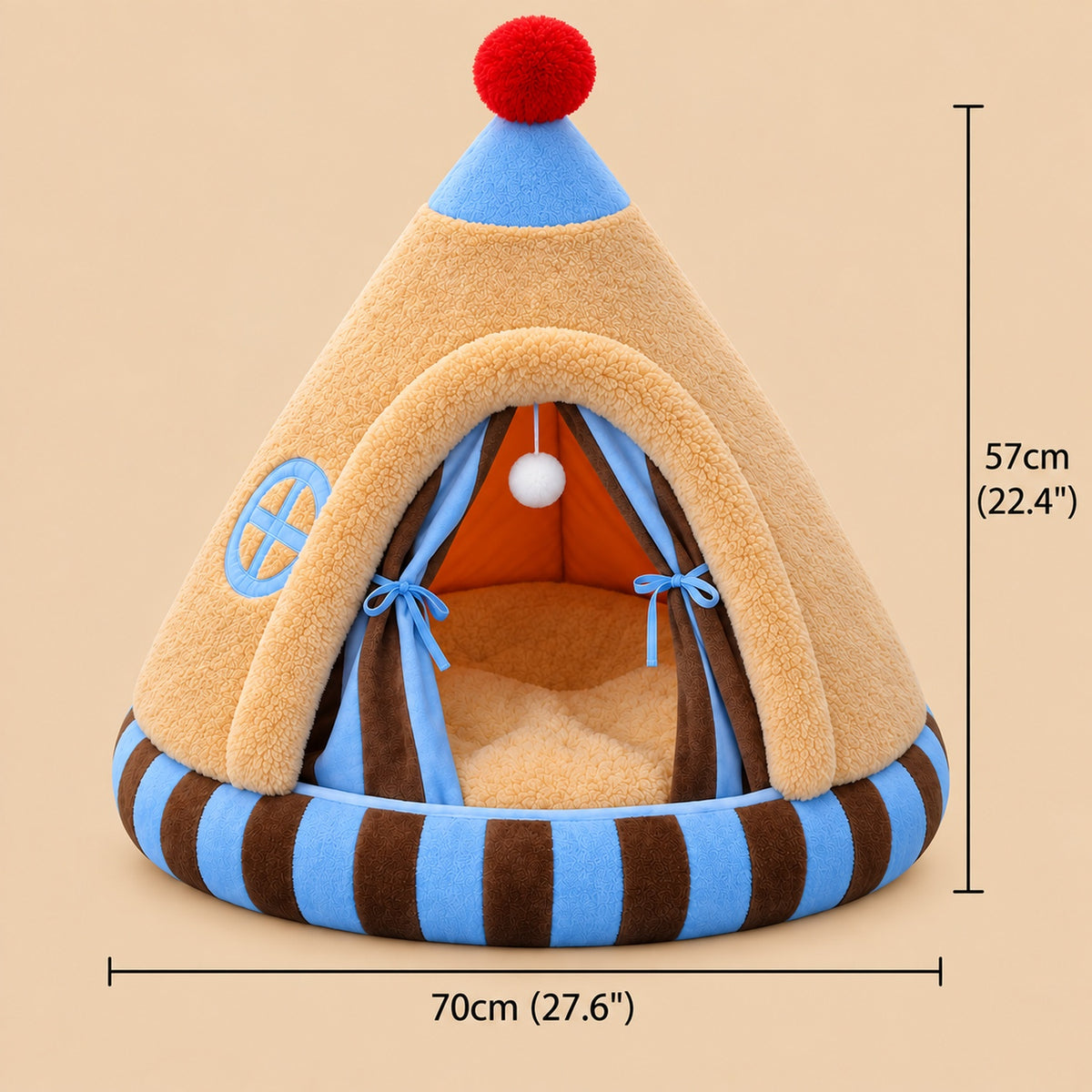 Circus Tent Dog Bed | Plush Pet Cave with Removable Cushion