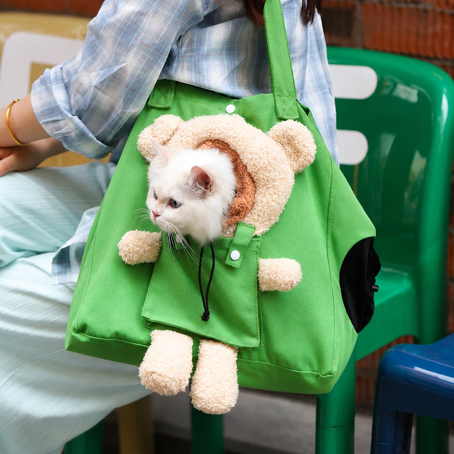Foldable Bear Tote Pet Carrier | Canvas | Safety Tether & Storage Pocket
