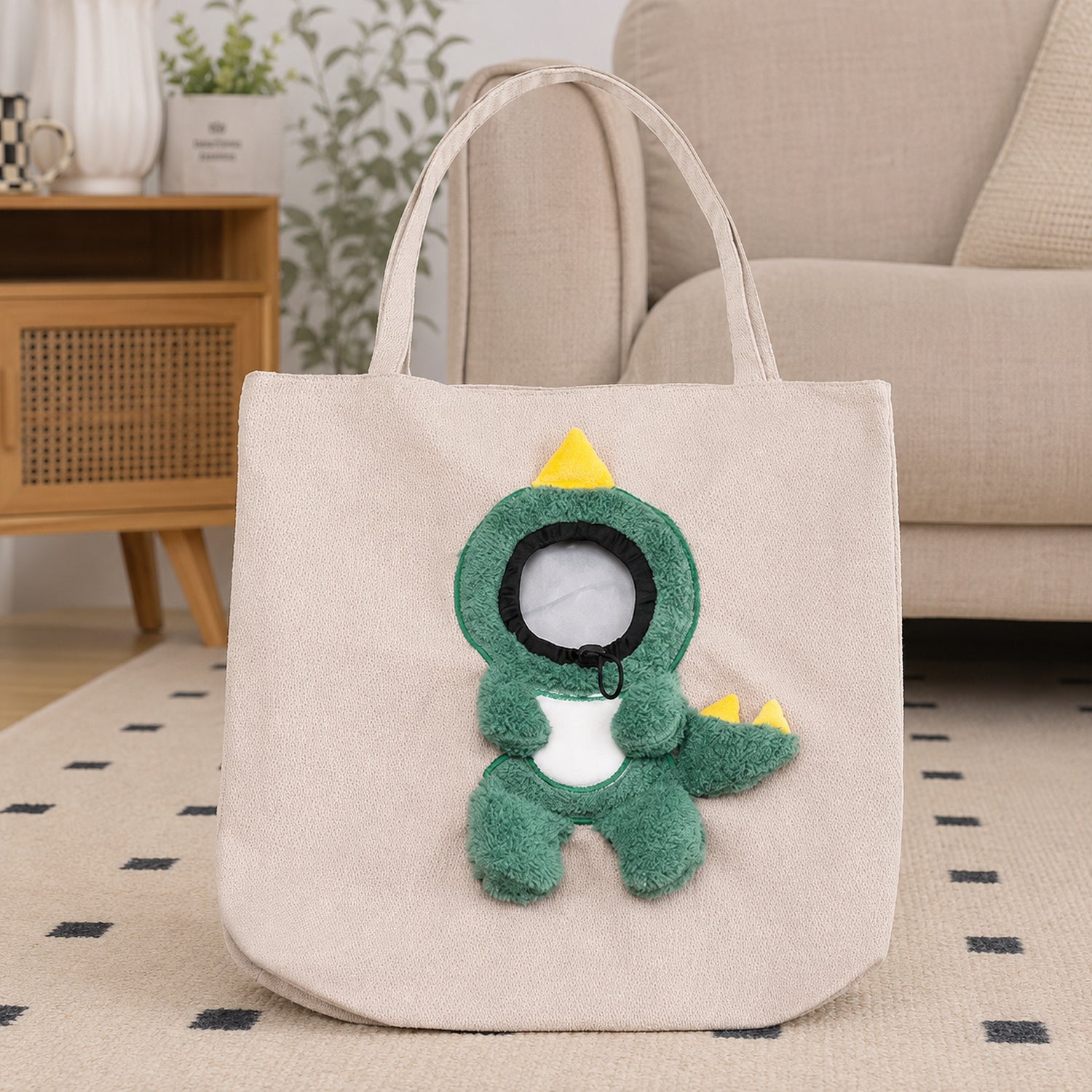 Novelty Pet Carrier Tote | Canvas Shoulder Bag | Adjustable Opening & Safety Clip
