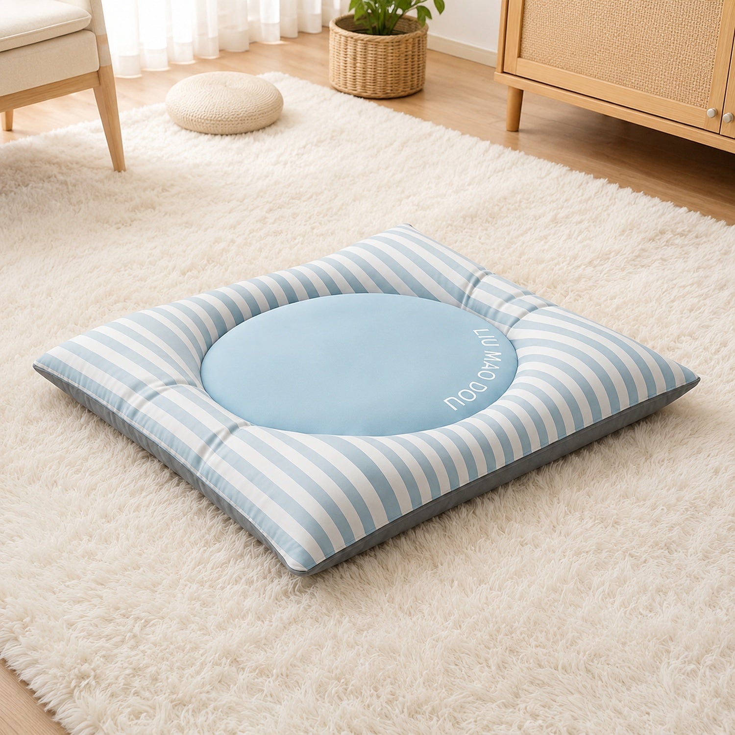 Striped Waterproof Pet Mat | Non-Slip Scratch-Resistant | Dog & Cat Bed