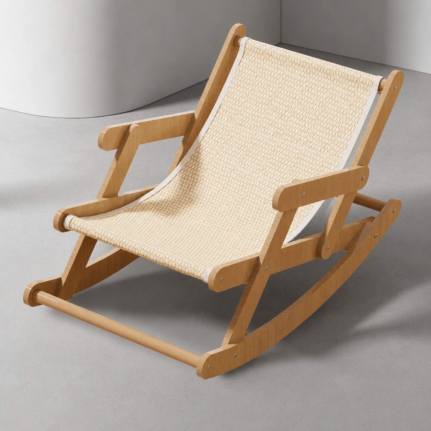 Cat Rocking Lounge Chair | Sturdy Wooden Frame | Curved Sisal Bed