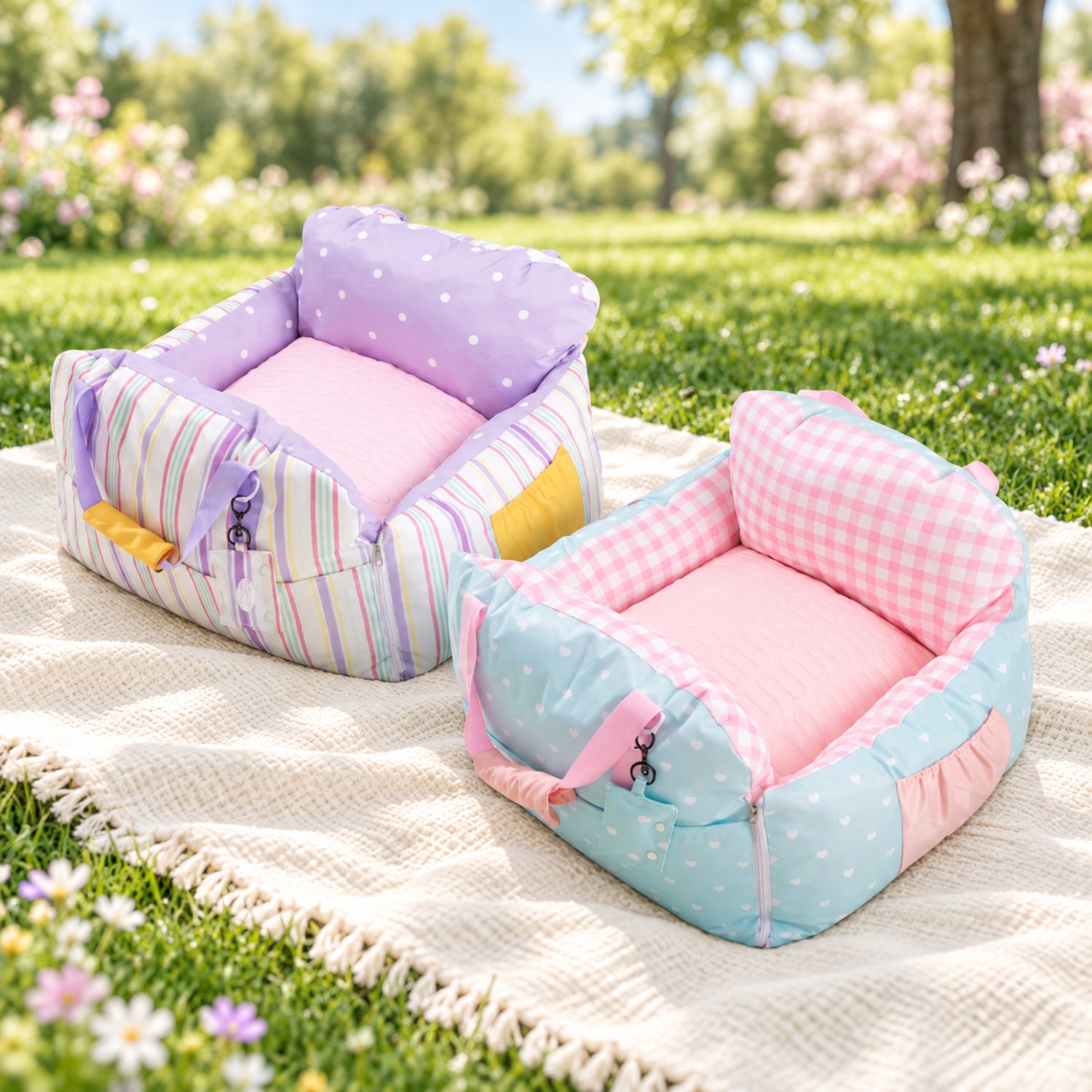 Picnic Day Pet Car Seat & Carrier with Reversible Cooling Cushion