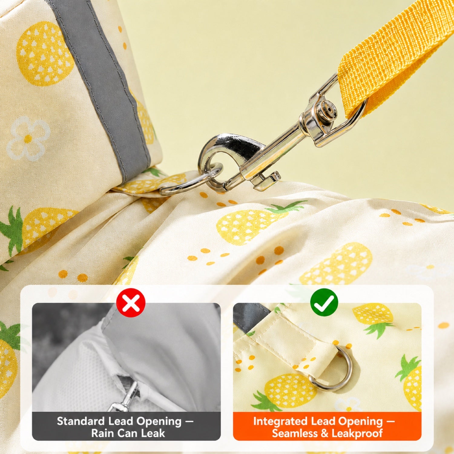 Fruit Print Dog Raincoat | Waterproof Polyester | Full-Coverage Reflective Design