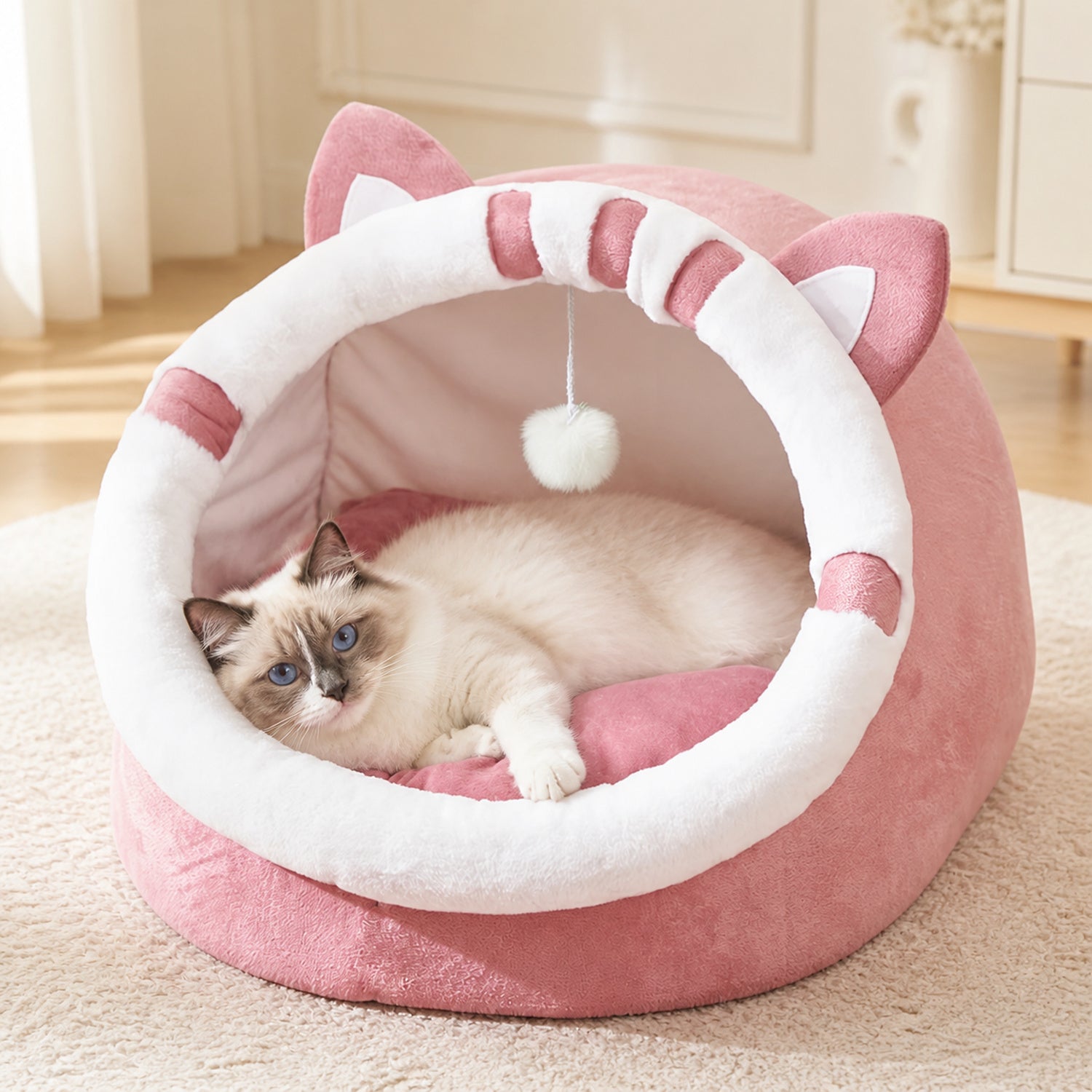 Foldable Cat House | Washable Enclosed Bed | Anti-Slip Base