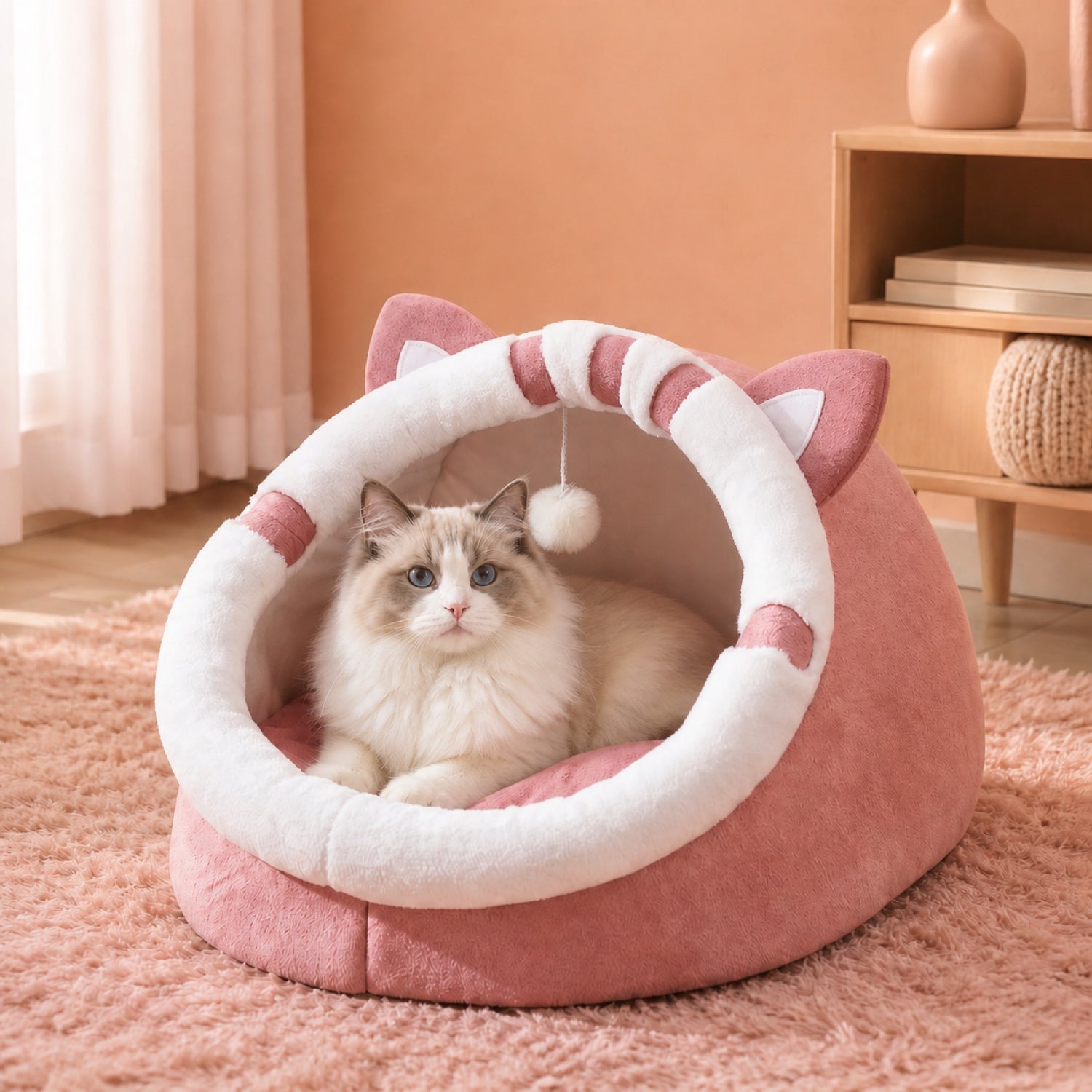 Foldable Cat House | Washable Enclosed Bed | Anti-Slip Base