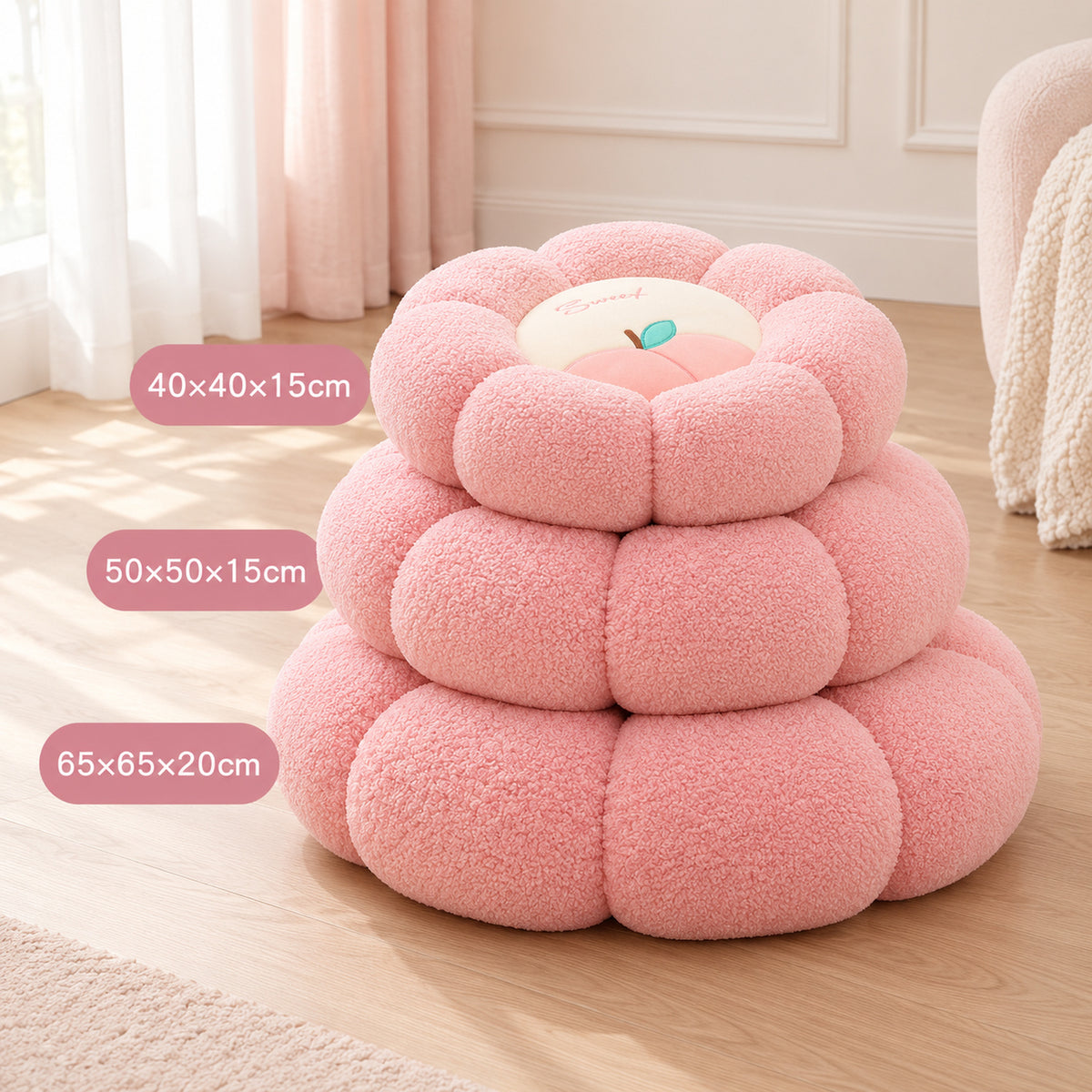 Dog & Cat Bed and Seat Cushion | Fruity Bloom | Soft Teddy Plush