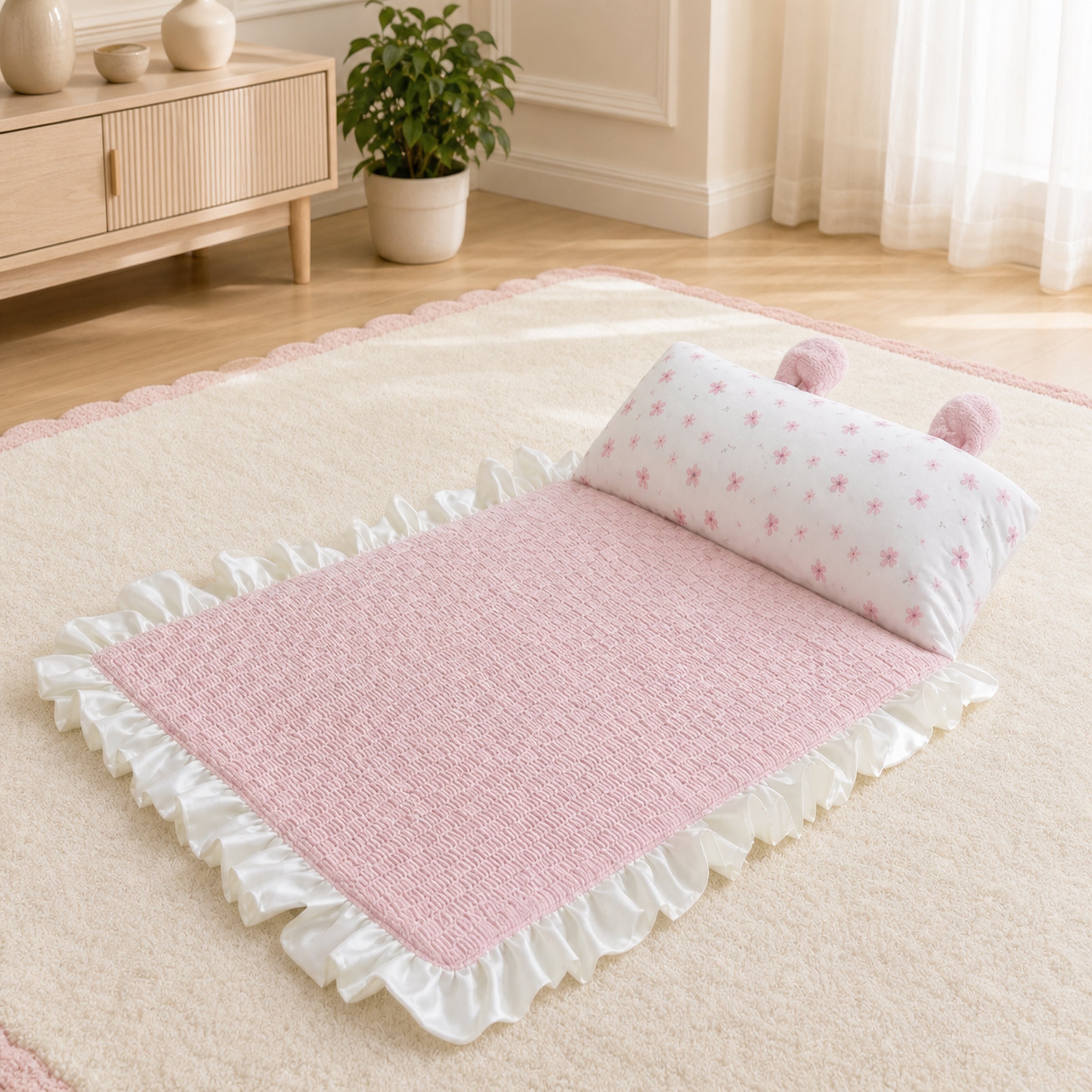 Bunny Ear Pet Cooling Mat | Breathable Cotton Blend | Washable