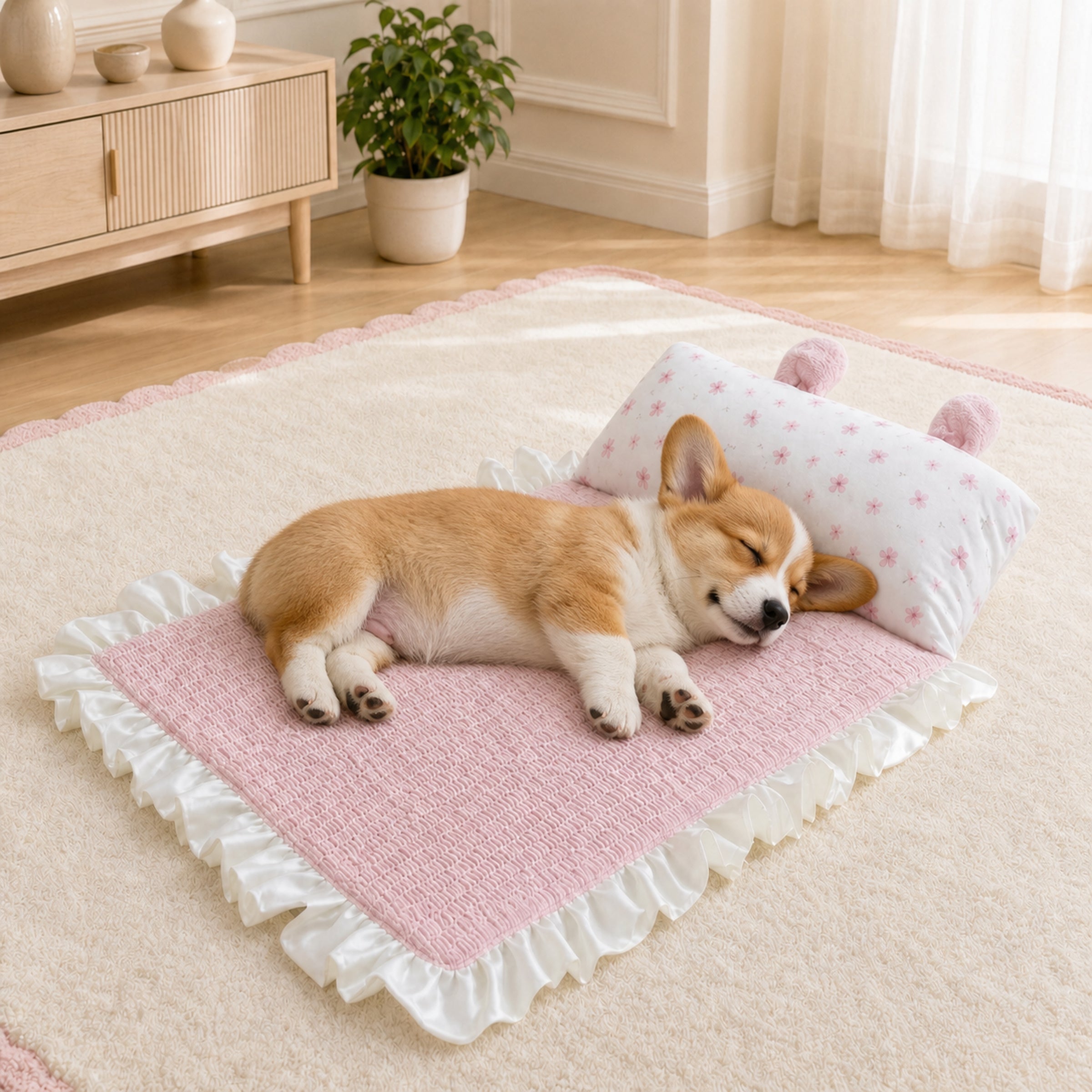 Bunny Ear Pet Cooling Mat | Breathable Cotton Blend | Washable