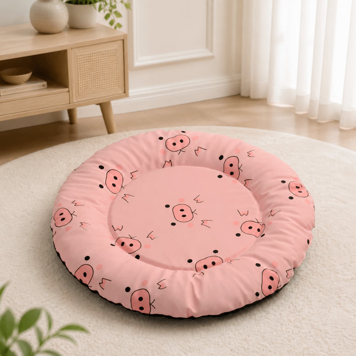 Waterproof Round Pet Mat | Dog & Cat Bed | Easy-to-Clean Cushion