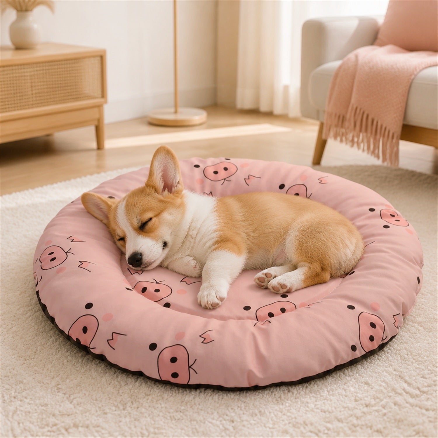Waterproof Round Pet Mat | Dog & Cat Bed | Easy-to-Clean Cushion