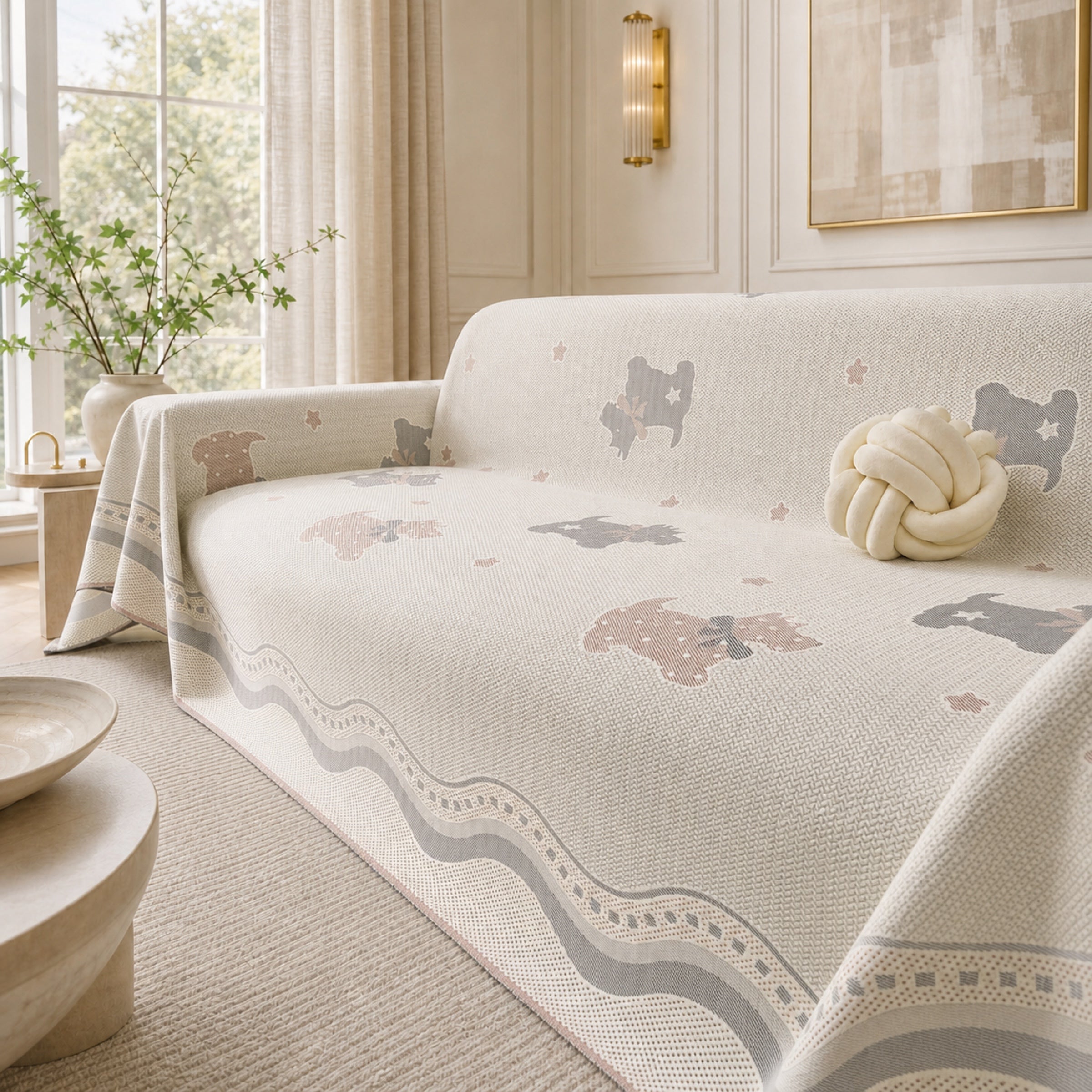 Dreamy Puppy | Cooling Sofa Cover | Breathable Fabric | Anti-Slip & Machine Washable