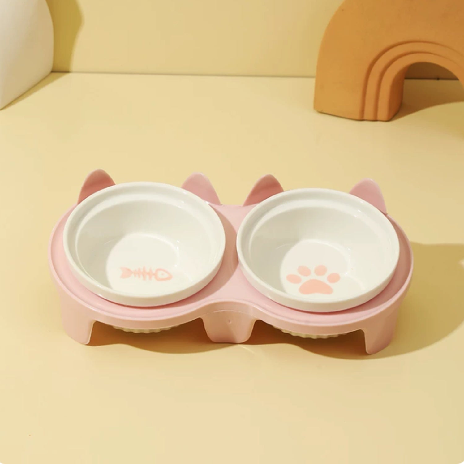 Elevated Ceramic Cat Feeder | 15° Tilted Double Bowls | Easy-Clean Neck-Friendly Stand