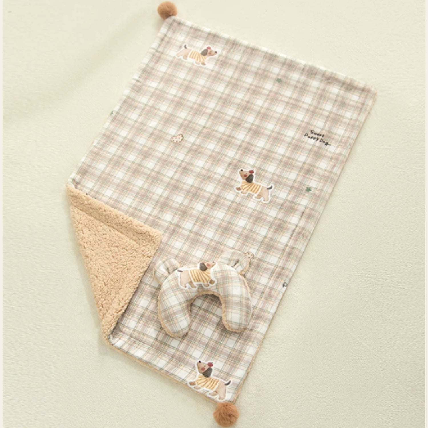 All-Season Reversible Pet Mat with Pillow | Cotton Velvet | Machine Washable