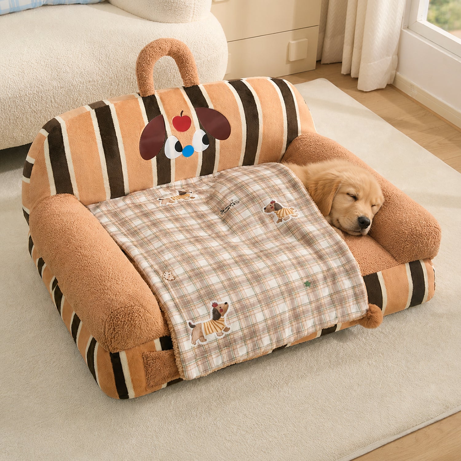 All-Season Reversible Pet Mat with Pillow | Cotton Velvet | Machine Washable