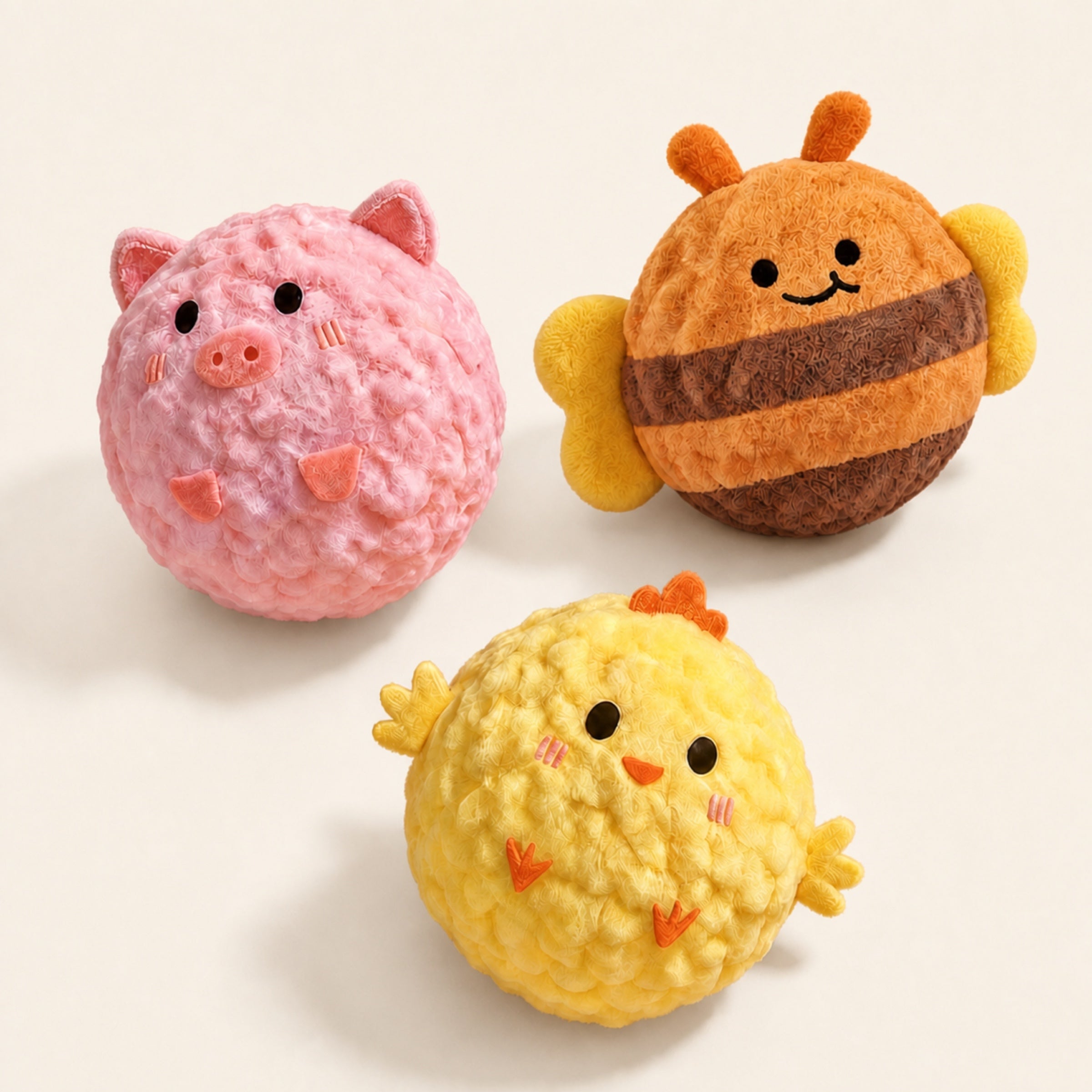 Farm Friends Squeaky Dog Toy Set | Washable Plush Teething Balls