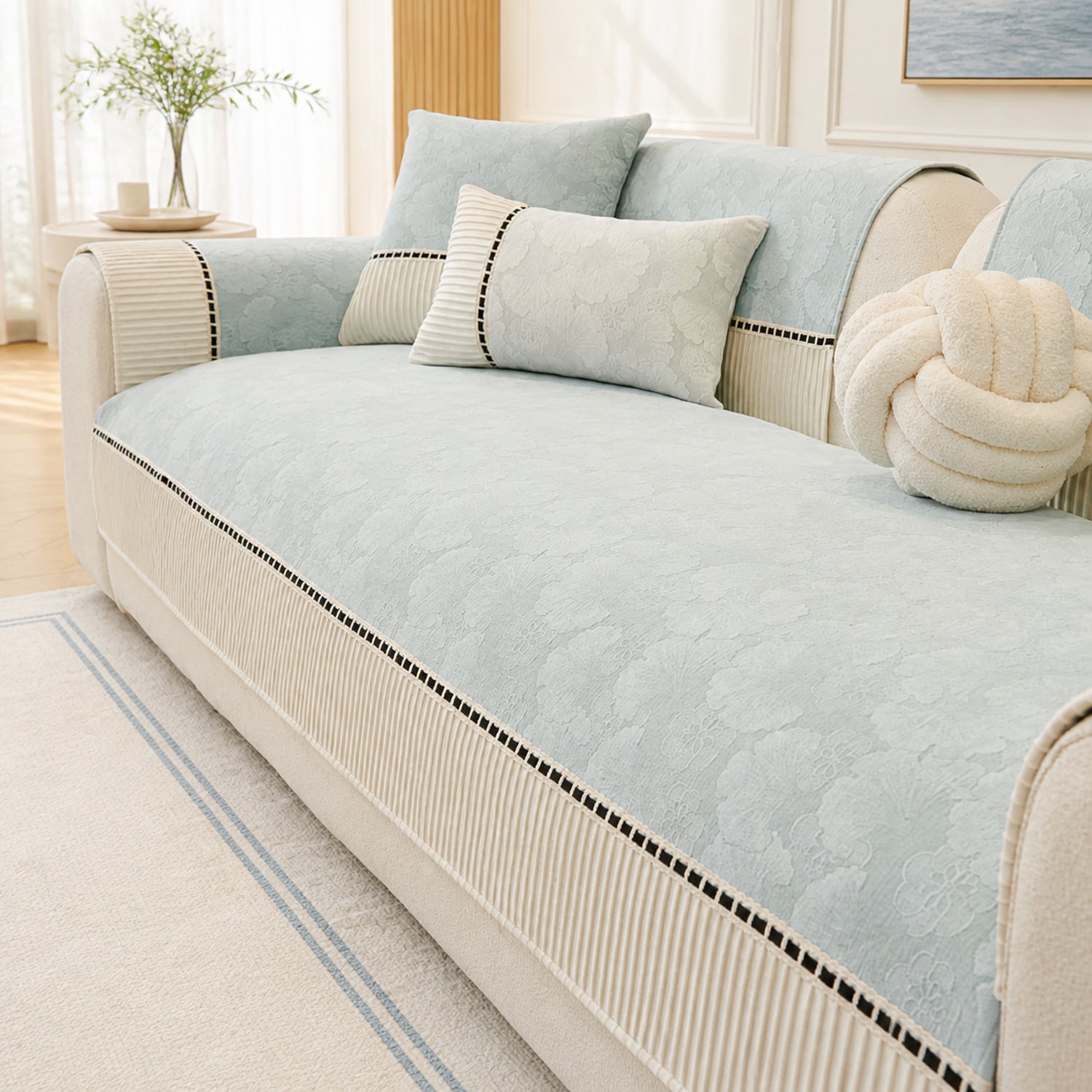 Blossom Jacquard Sofa Protector | Chenille Non-Slip Washable All-Season Cover