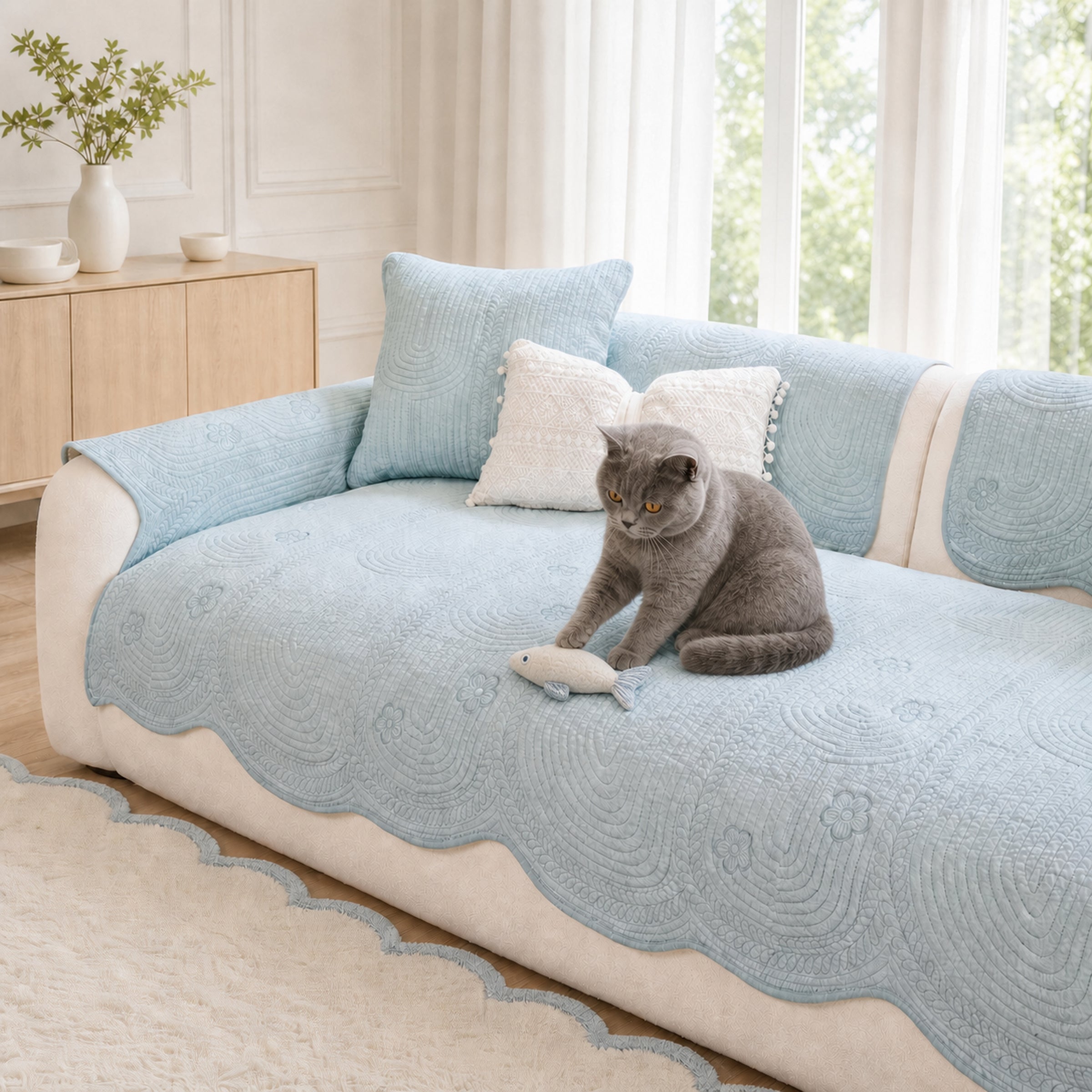Floral Cotton Sofa Cover | Breathable Anti-Slip All-Season | Sofa Protector