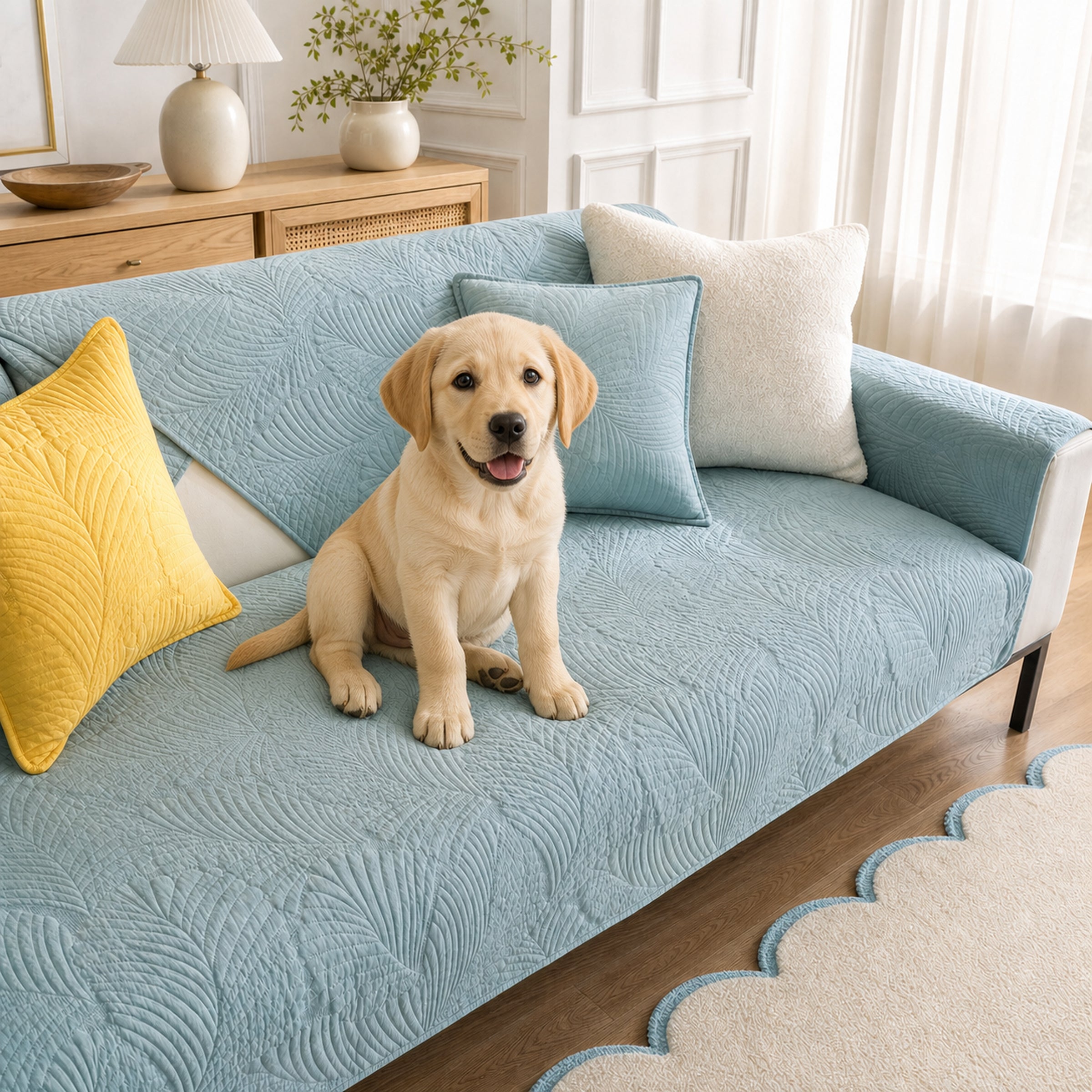 Leaf Cotton Sofa Protector | Scratch-Resistant Non-Slip Washable Cover