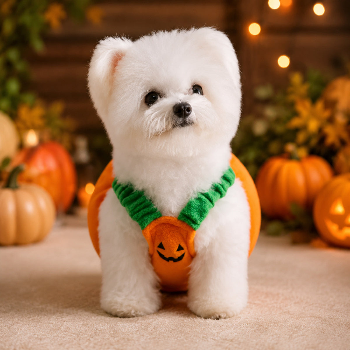 Pumpkin Pet Costume | Warm Cotton Halloween Outfit for Cats & Small Dogs