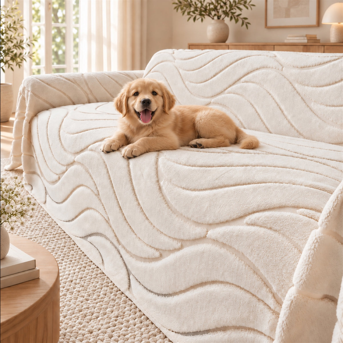 Textured Sofa Throw | Soft Plush | Machine-Washable Sofa Protector