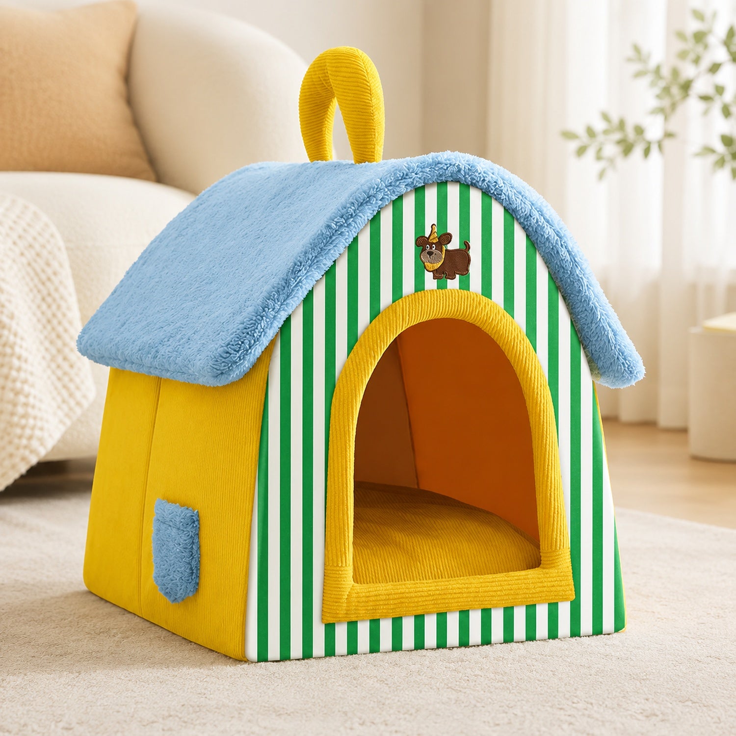 Foldable Pet House | All-Season Washable Indoor | Removable Cushion