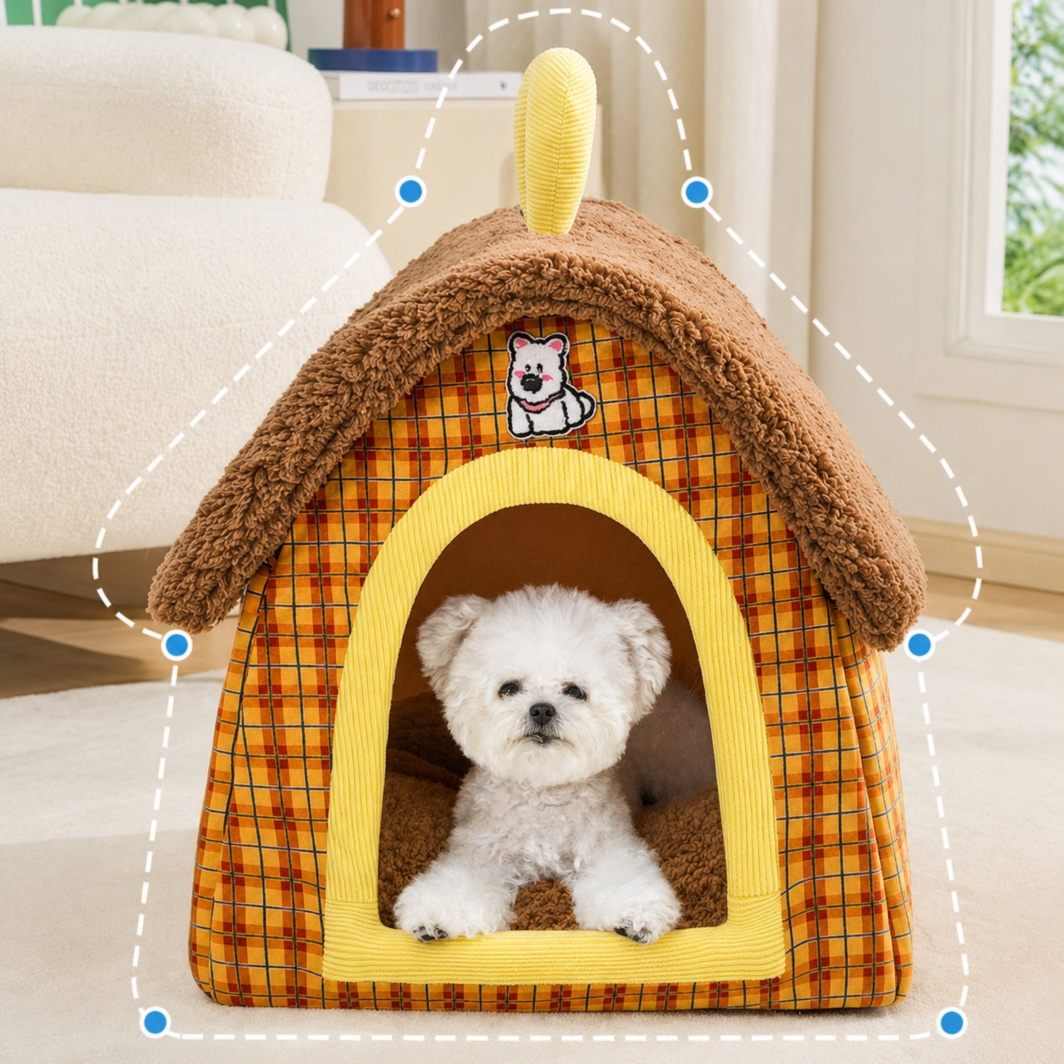 Foldable Pet House | All-Season Washable Indoor | Removable Cushion