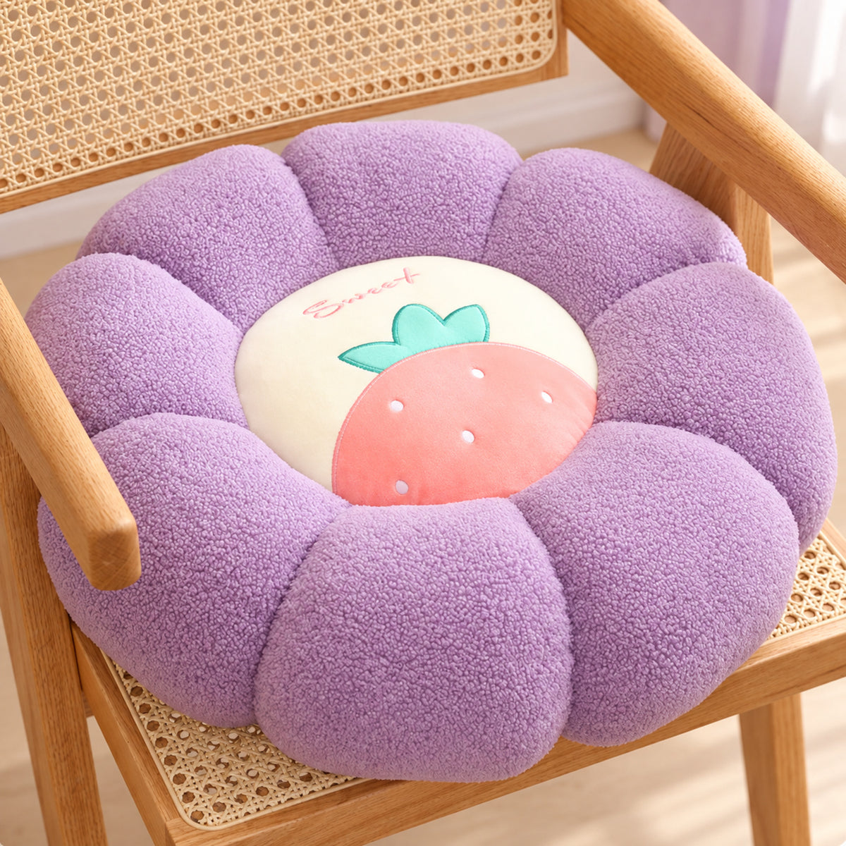 Dog & Cat Bed and Seat Cushion | Fruity Bloom | Soft Teddy Plush