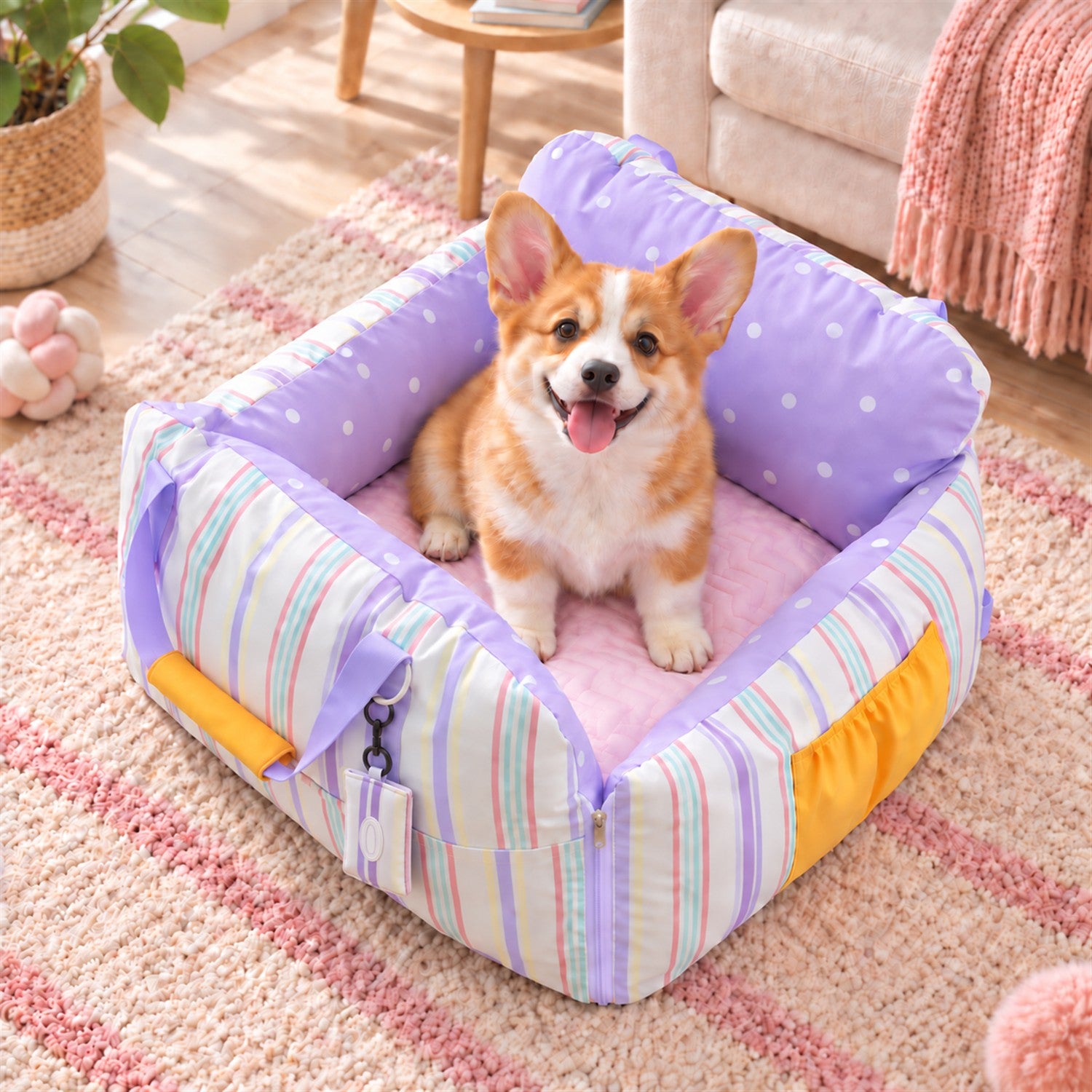 Picnic Day Pet Car Seat & Carrier with Reversible Cooling Cushion