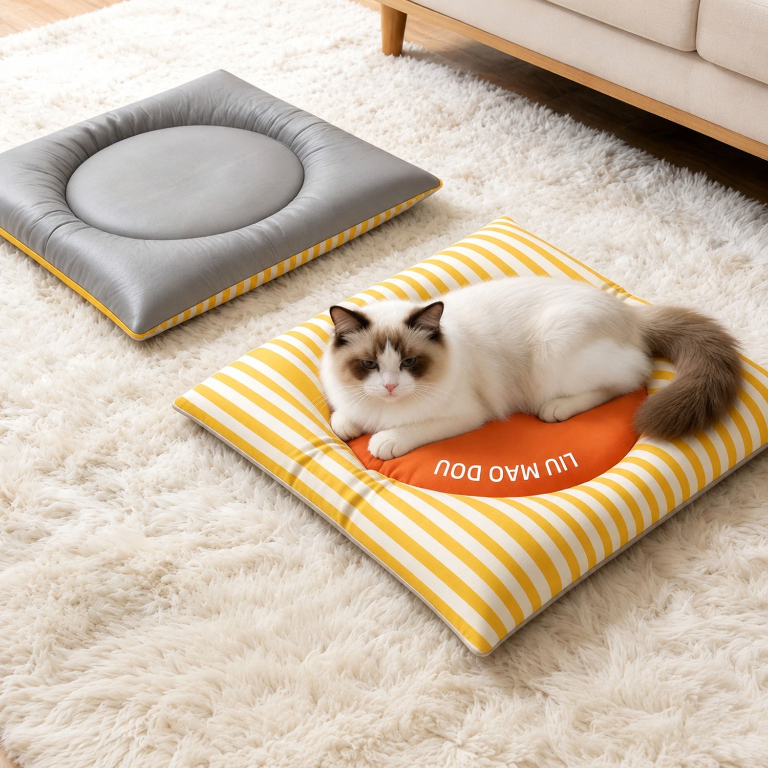 Striped Waterproof Pet Mat | Non-Slip Scratch-Resistant | Dog & Cat Bed