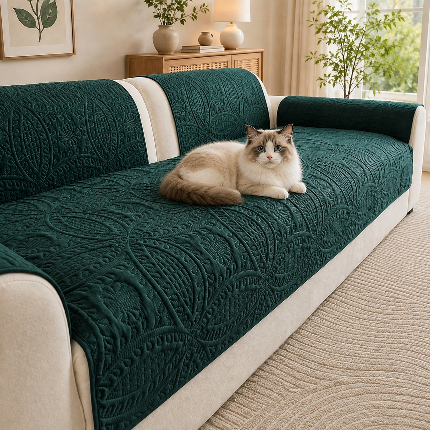 Water-Repellent Sofa Protector | Soft Brushed Polyester | Non-Slip Cover
