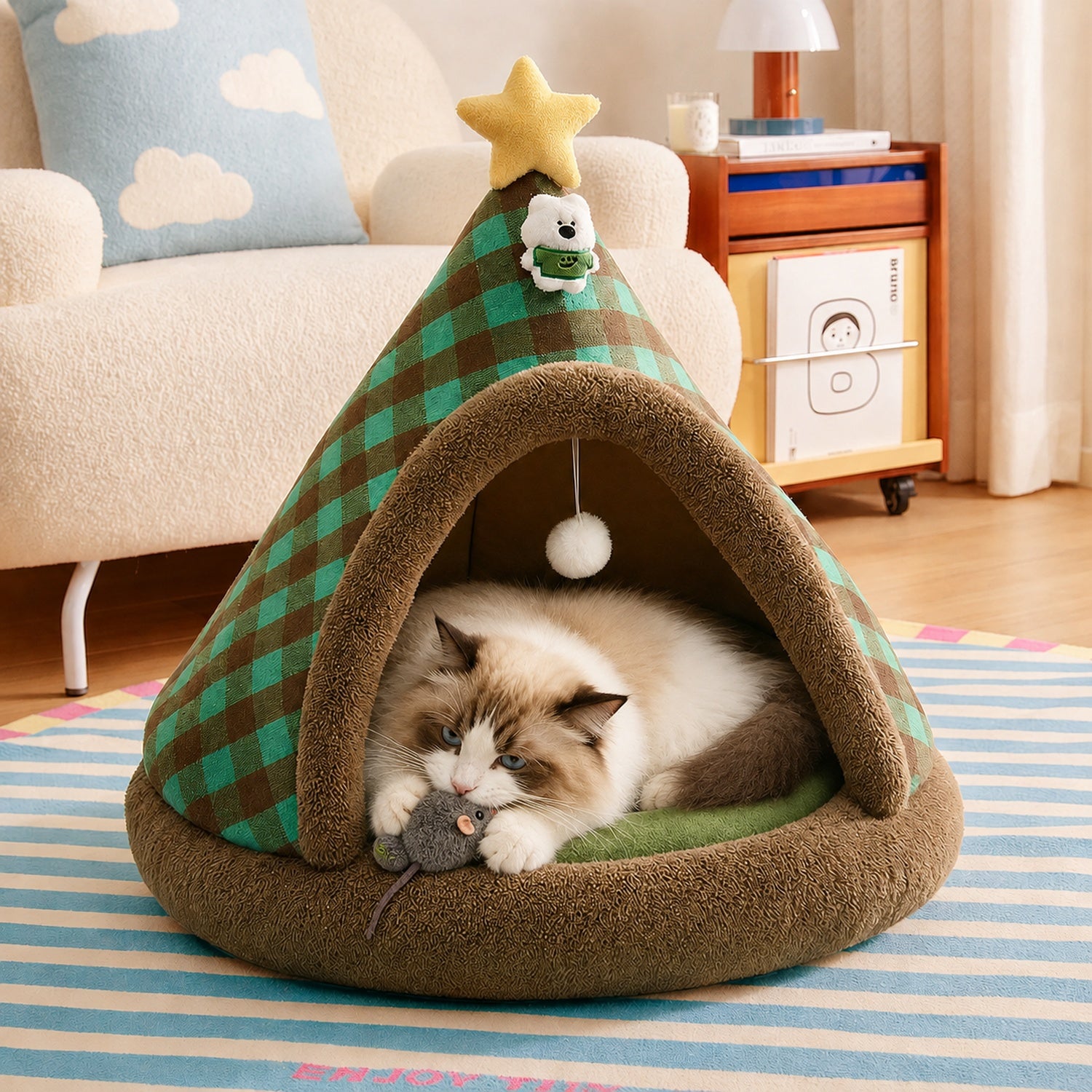 Teepee Pet Bed | Enclosed Tent | Warm Washable | Hideaway for Cats & Small Dogs