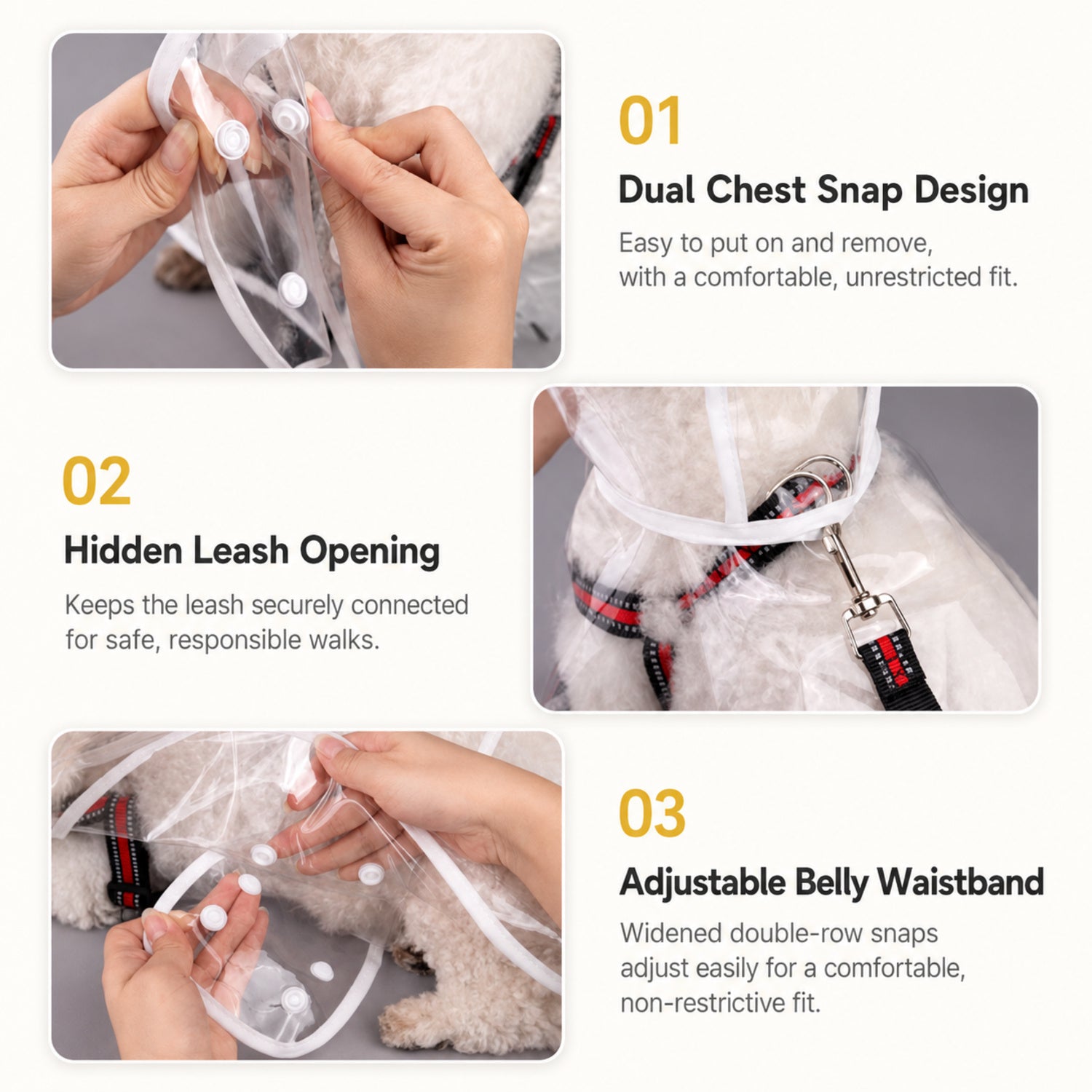 Transparent Dog Raincoat | Waterproof EVA | Clear Hood & Adjustable Press-Stud Fit
