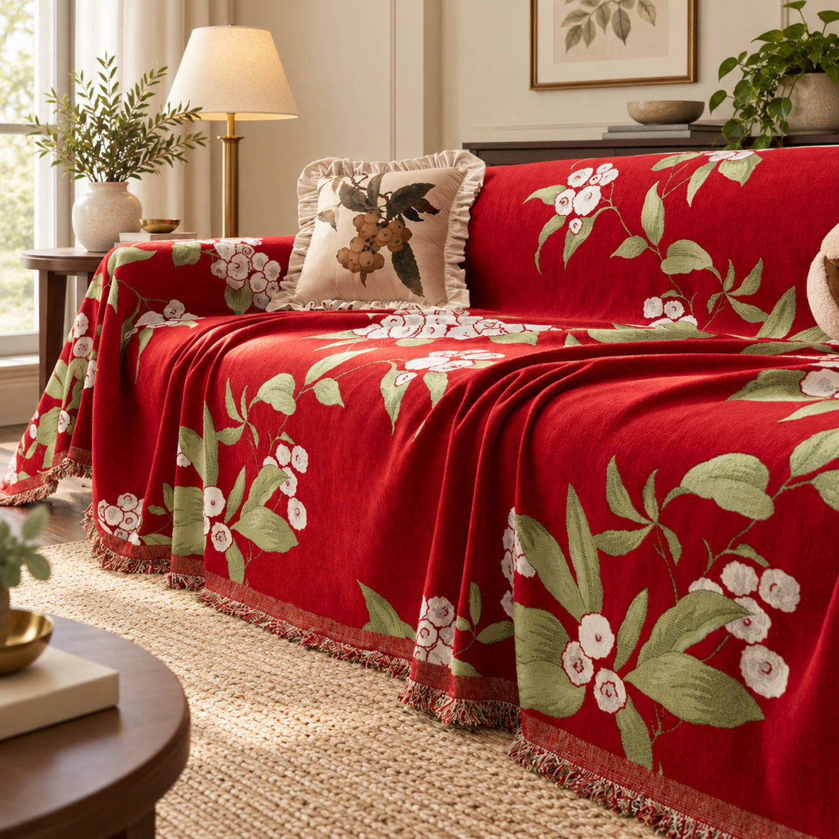 Orchard Blossom Chenille Sofa Throw | Soft & Machine Washable