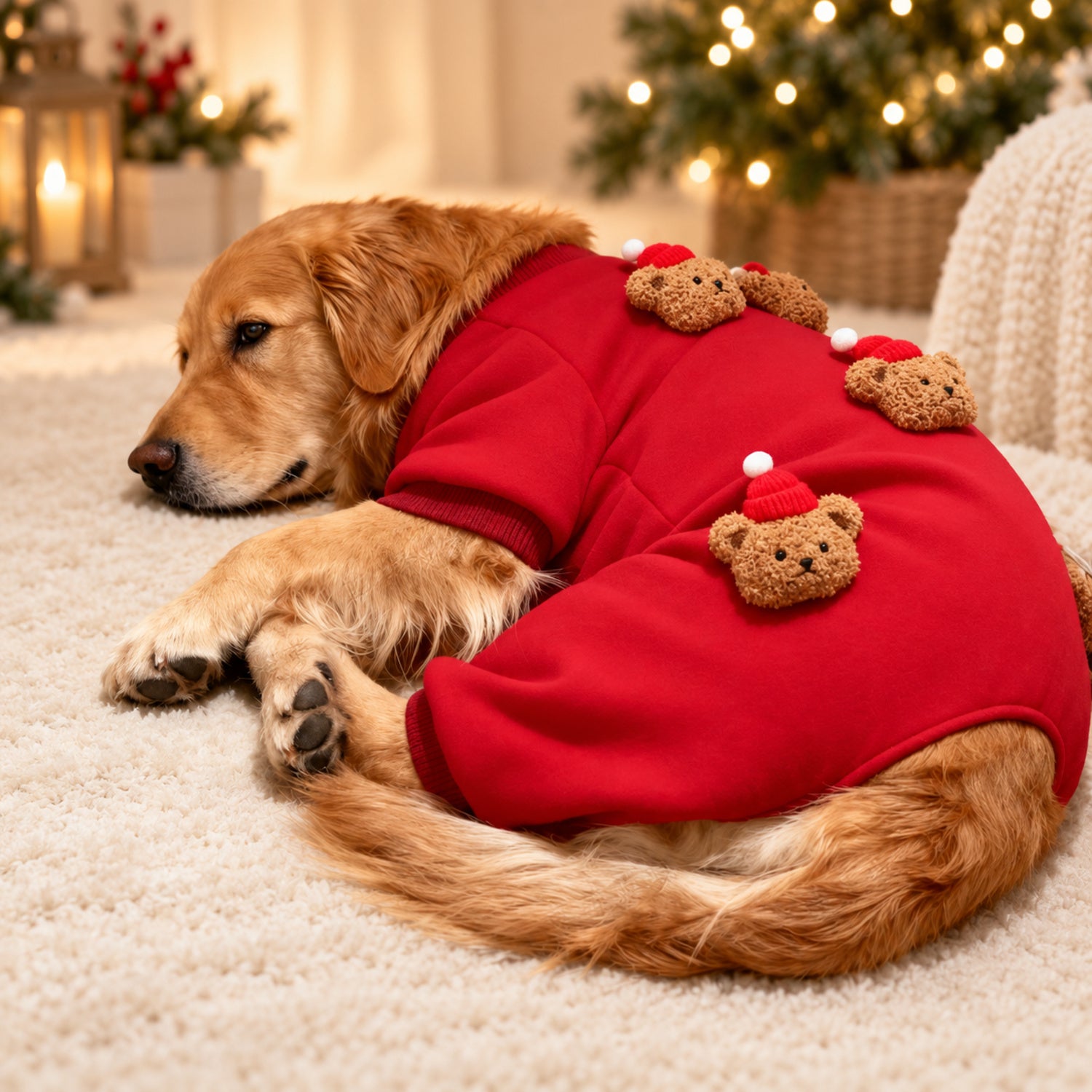 Teddy Bear Large Dog Jumpsuit | Cotton Full-Body Autumn & Winter Outfit
