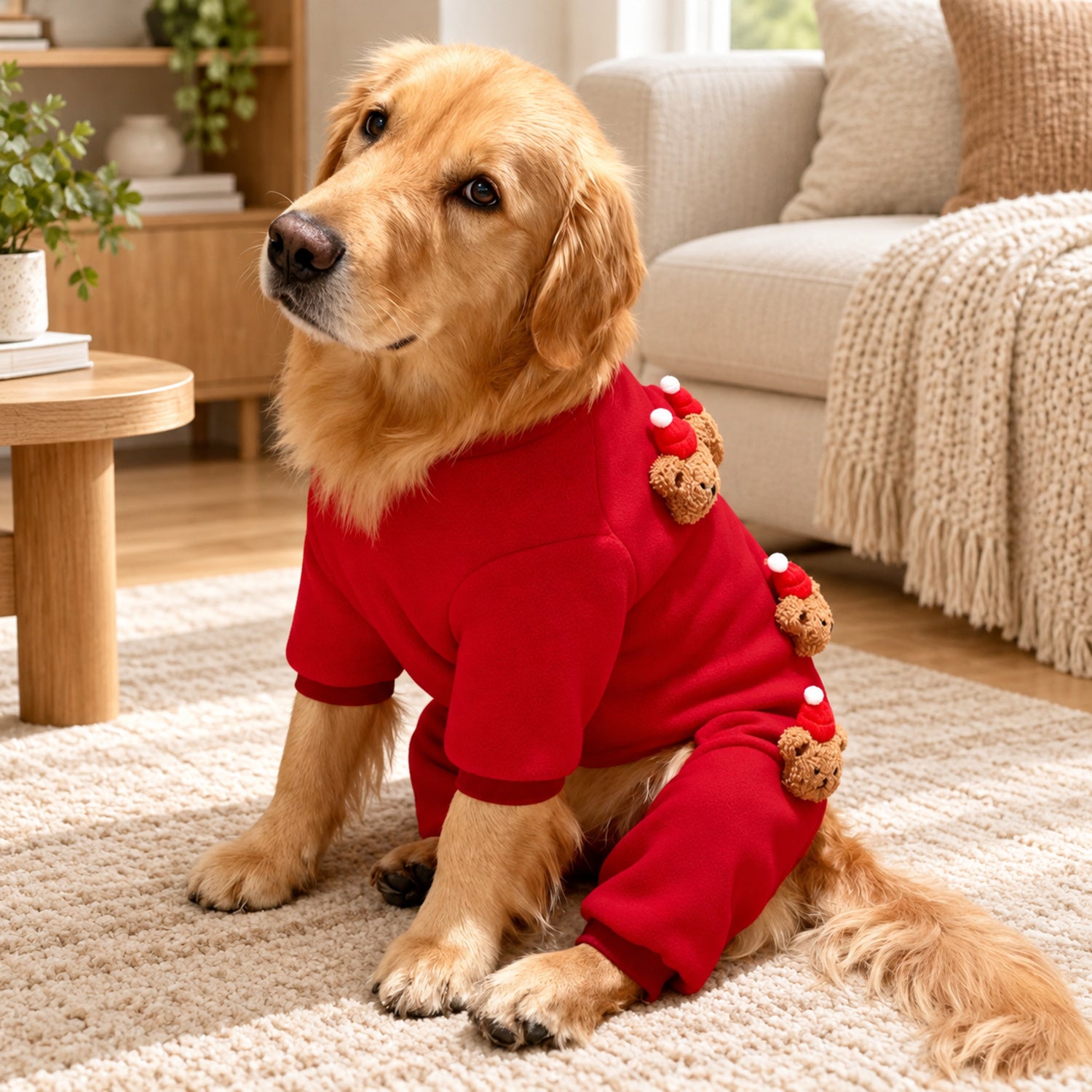 Teddy Bear Large Dog Jumpsuit | Cotton Full-Body Autumn & Winter Outfit