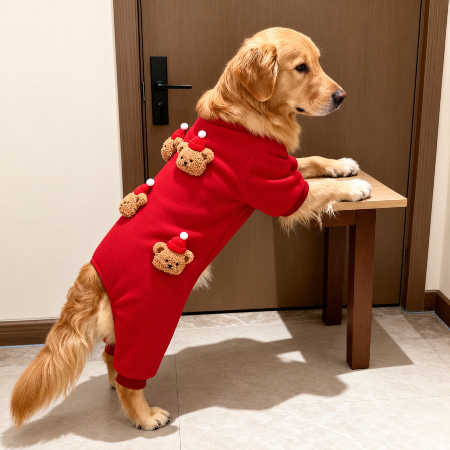 Teddy Bear Large Dog Jumpsuit | Cotton Full-Body Autumn & Winter Outfit