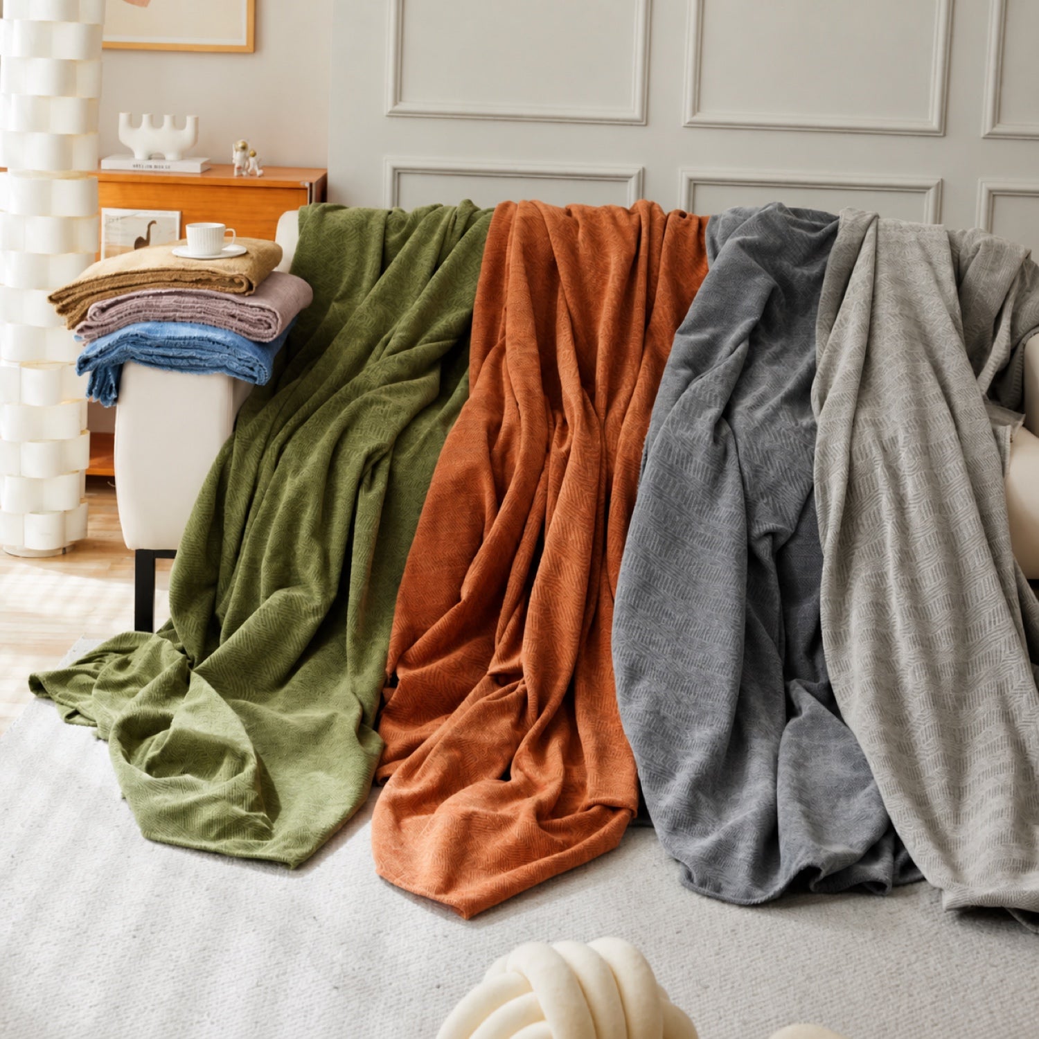 Herringbone Chenille Sofa Throw | Machine-Washable All-Season Sofa Protector