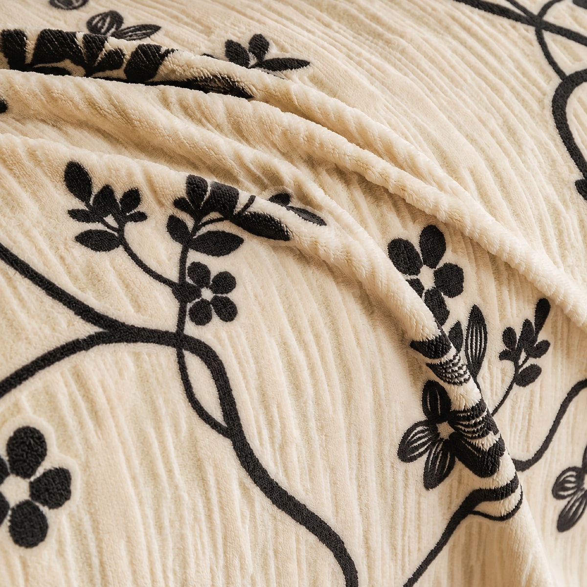 Trailing Blossom Chenille Sofa Throw | Embossed Floral Scratch-Resistant Sofa Protector