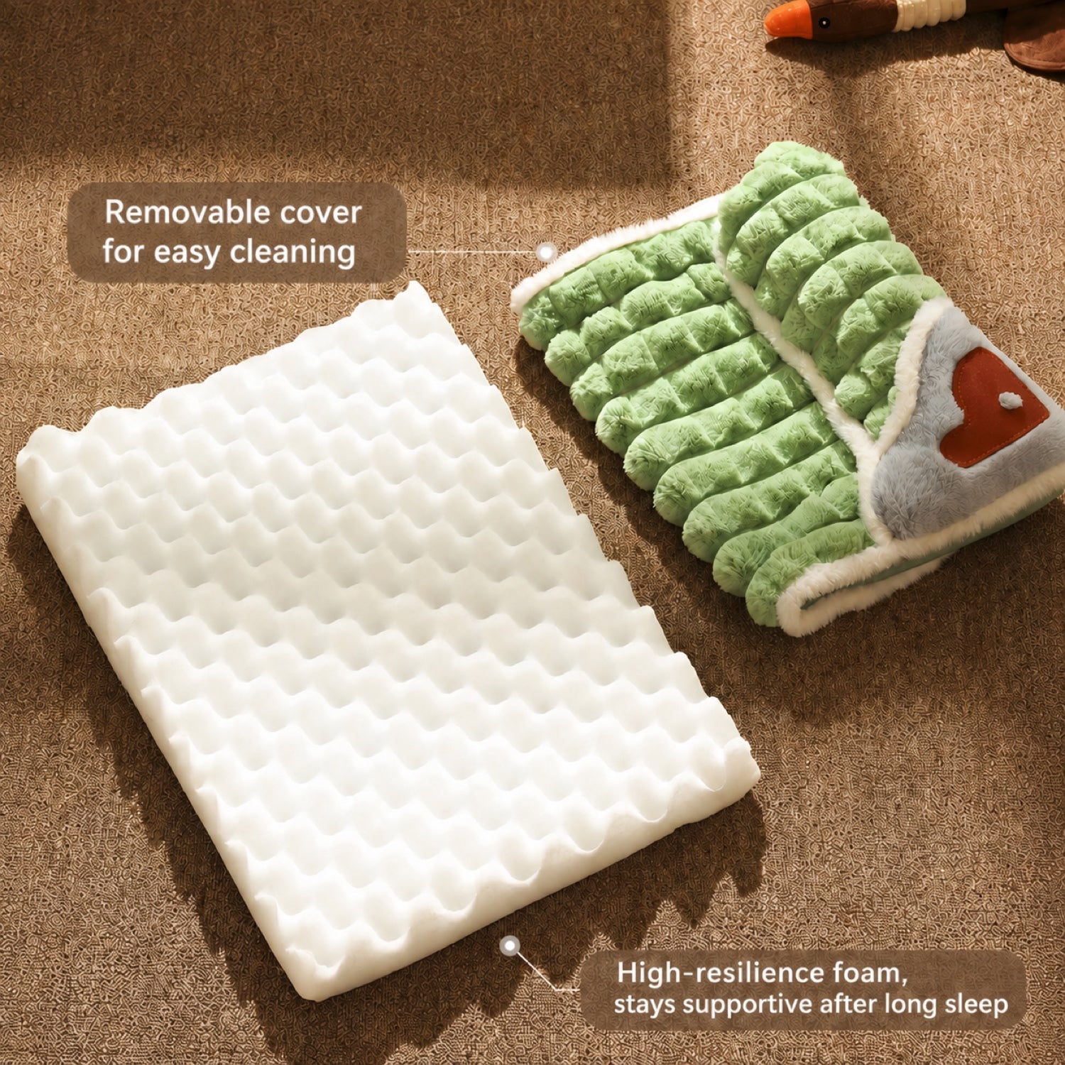 All-Season Bolster Pet Mat | Thick Foam Bed | Washable Cover for Dogs & Cats