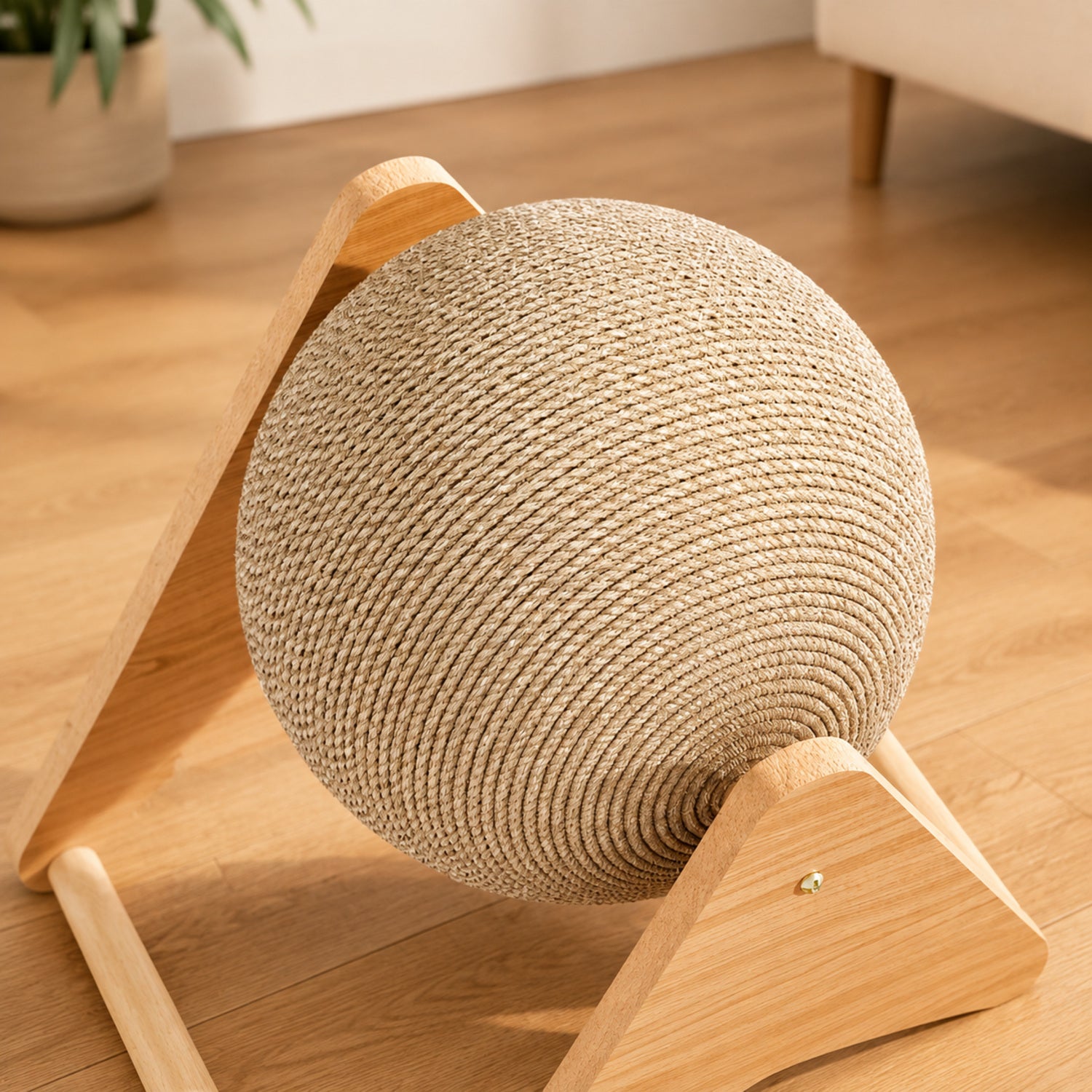 Rolling Ball Cat Scratcher | Interactive Exercise Toy | Stable Wooden Frame