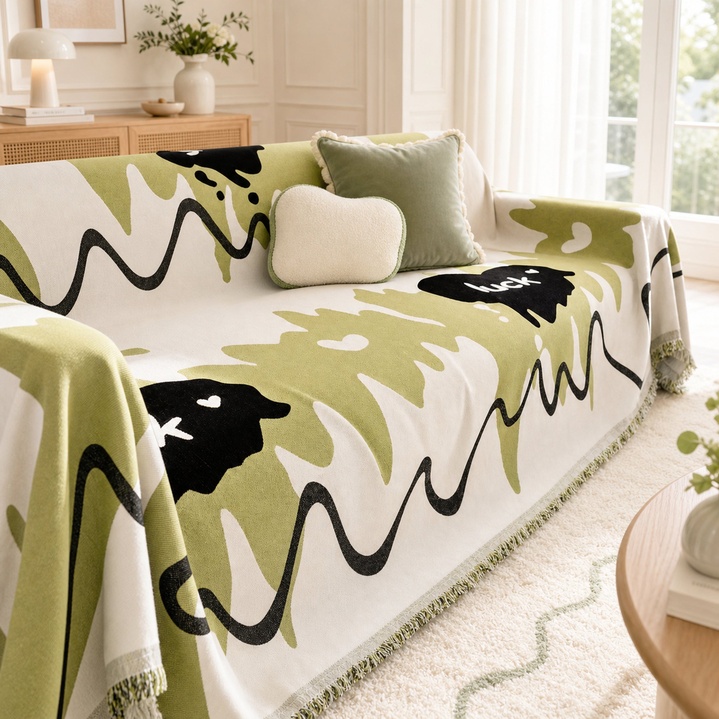 Wavy Chenille Sofa Throw | Scratch-Resistant Pet-Friendly | Sofa Cover